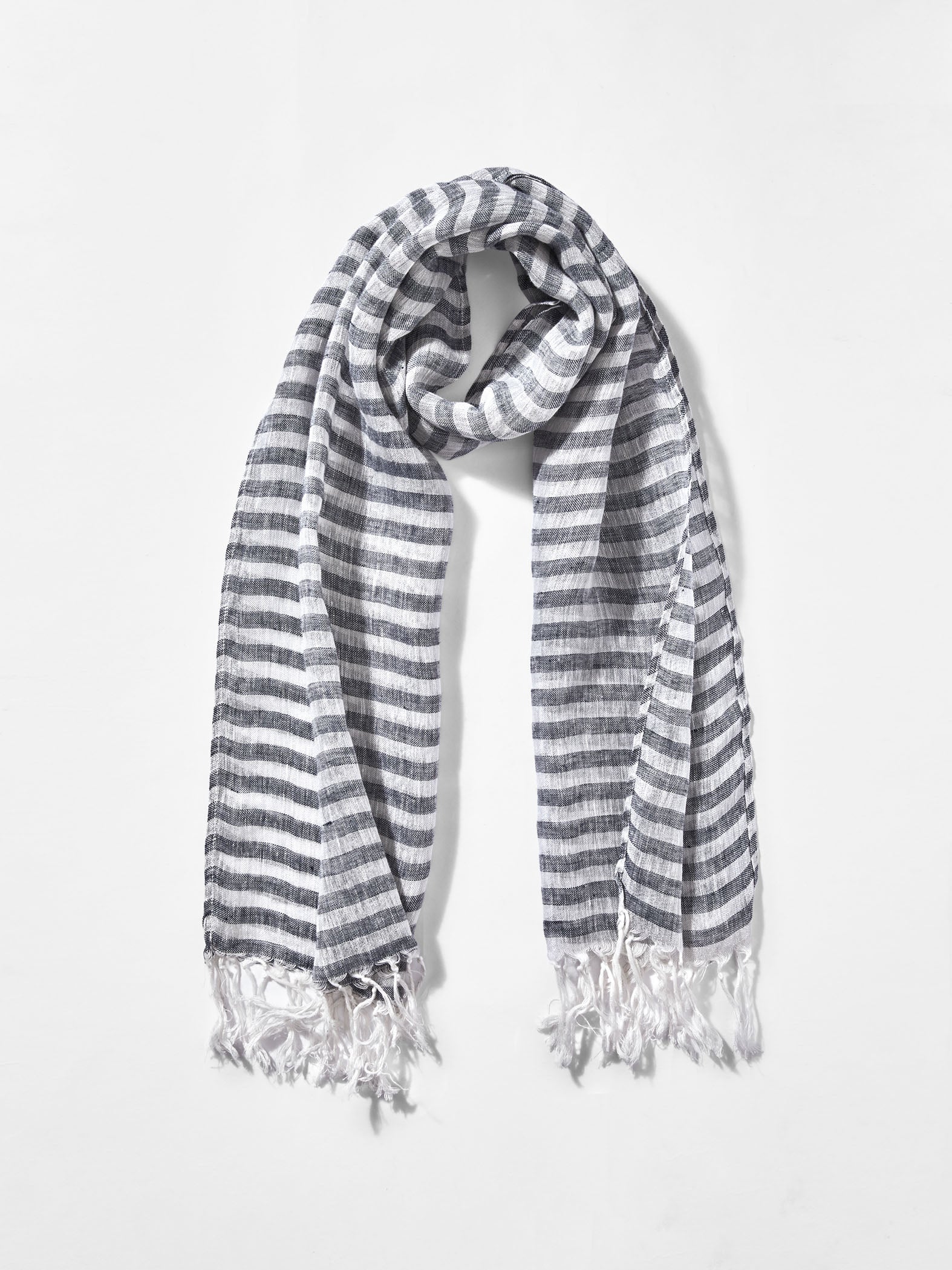 Monochrome Linen Stripe Scarf
