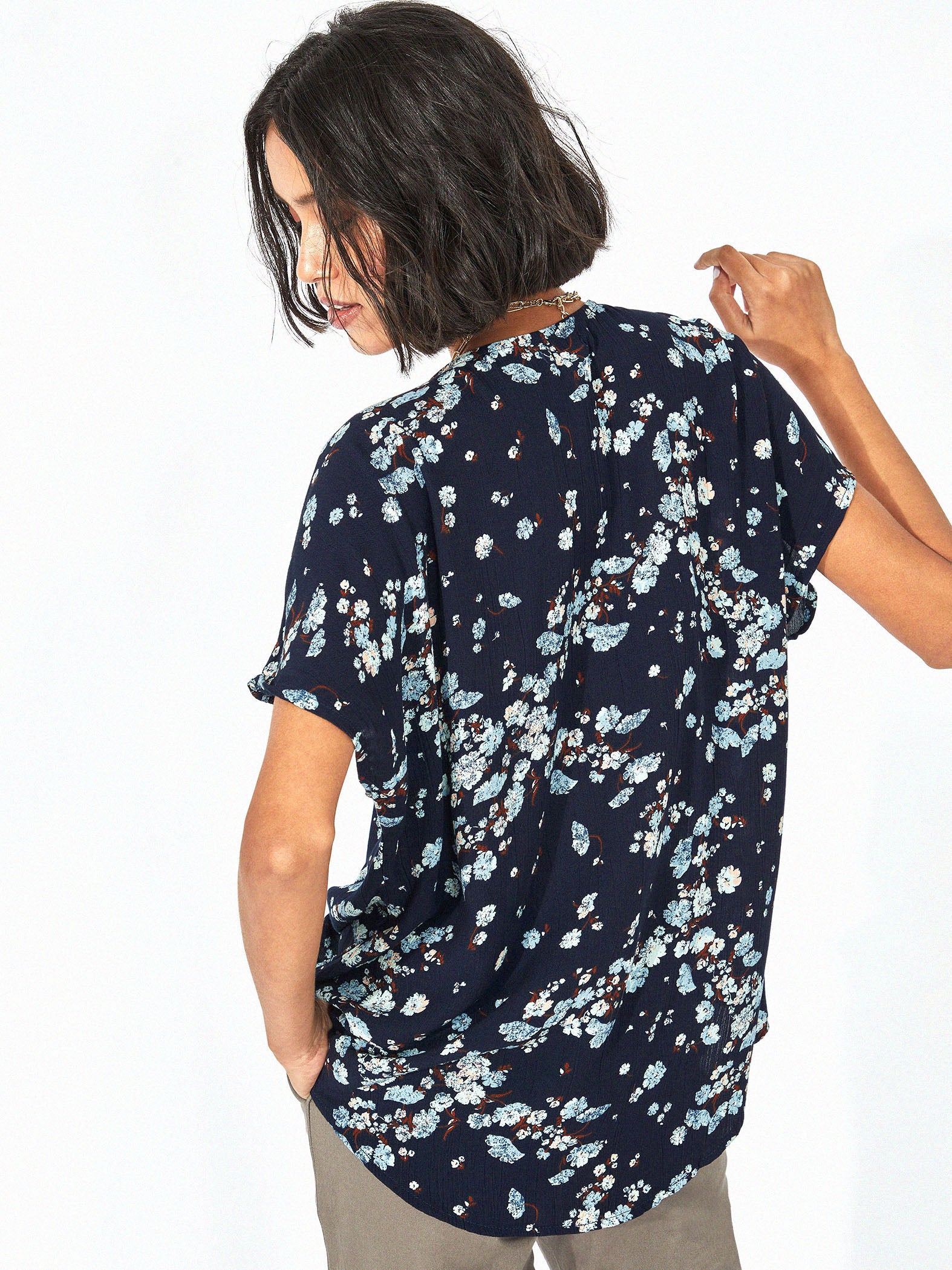 Navy Floral Top