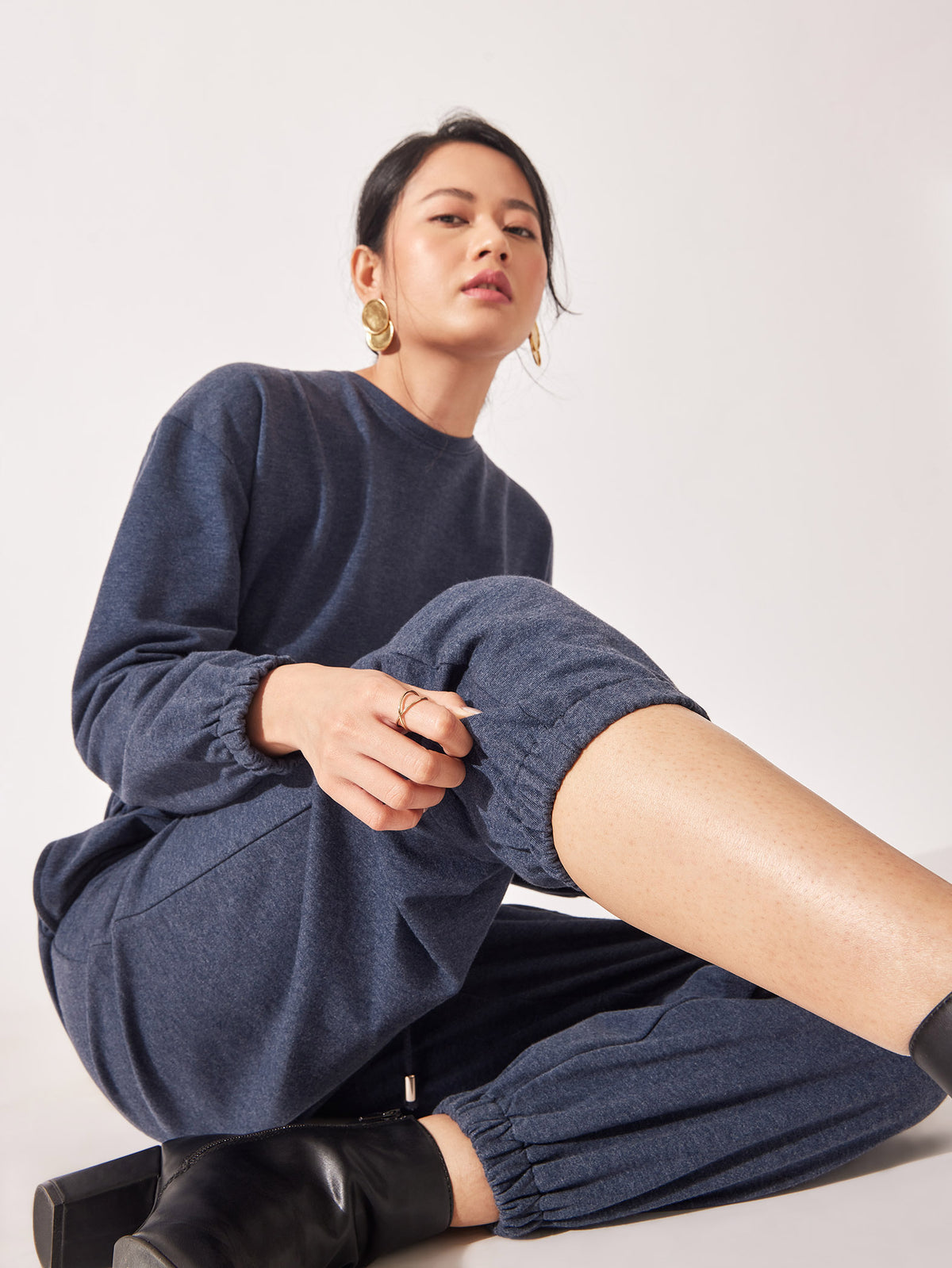 Navy Waist Drawstring Jumpsuit