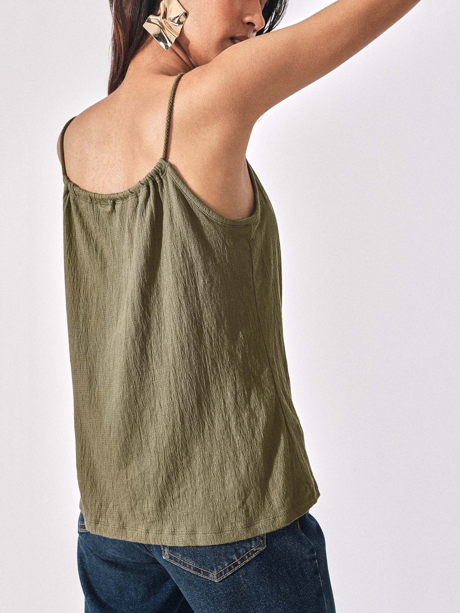 olive front tie cami