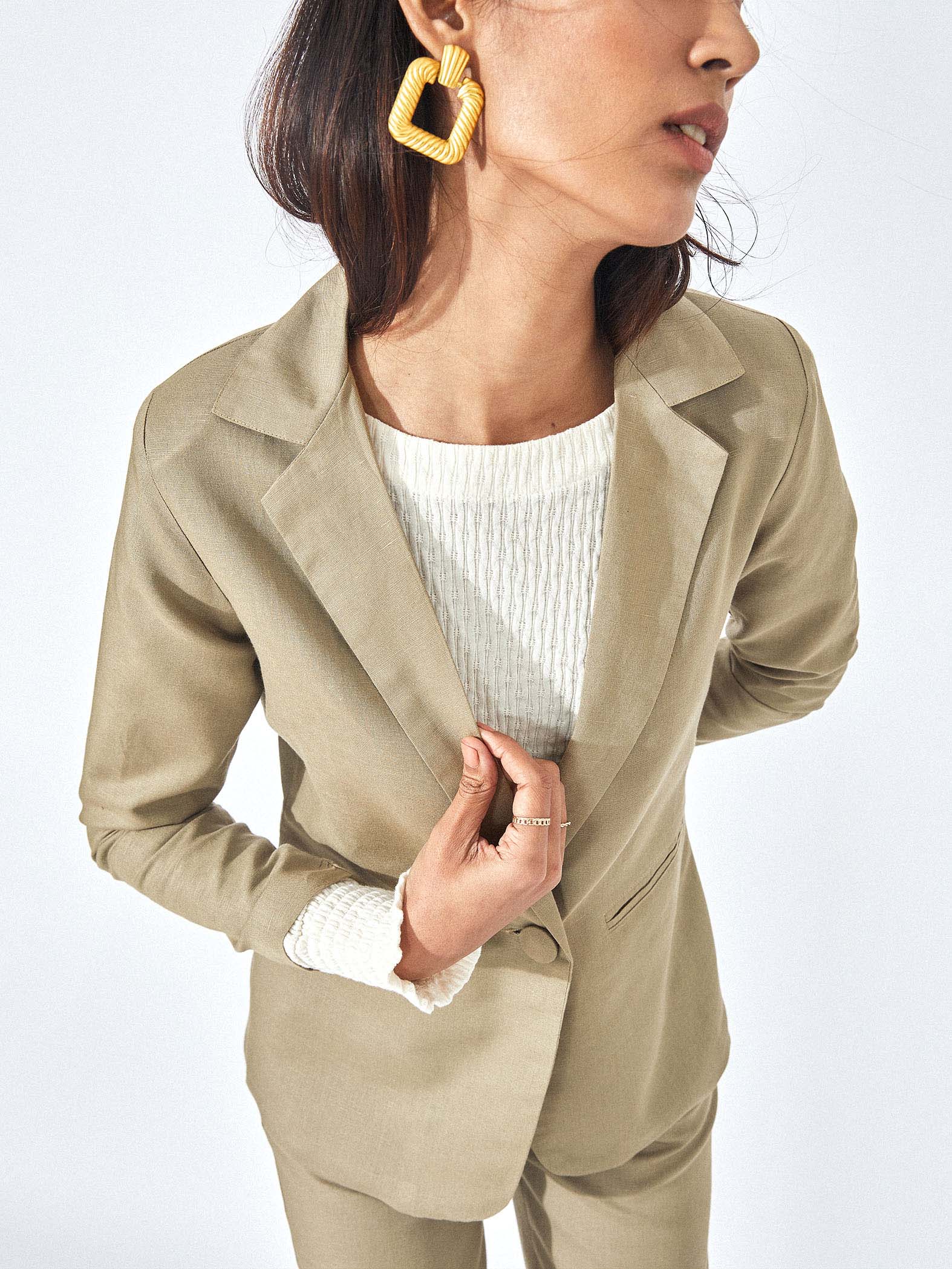 Olive Linen Blazer