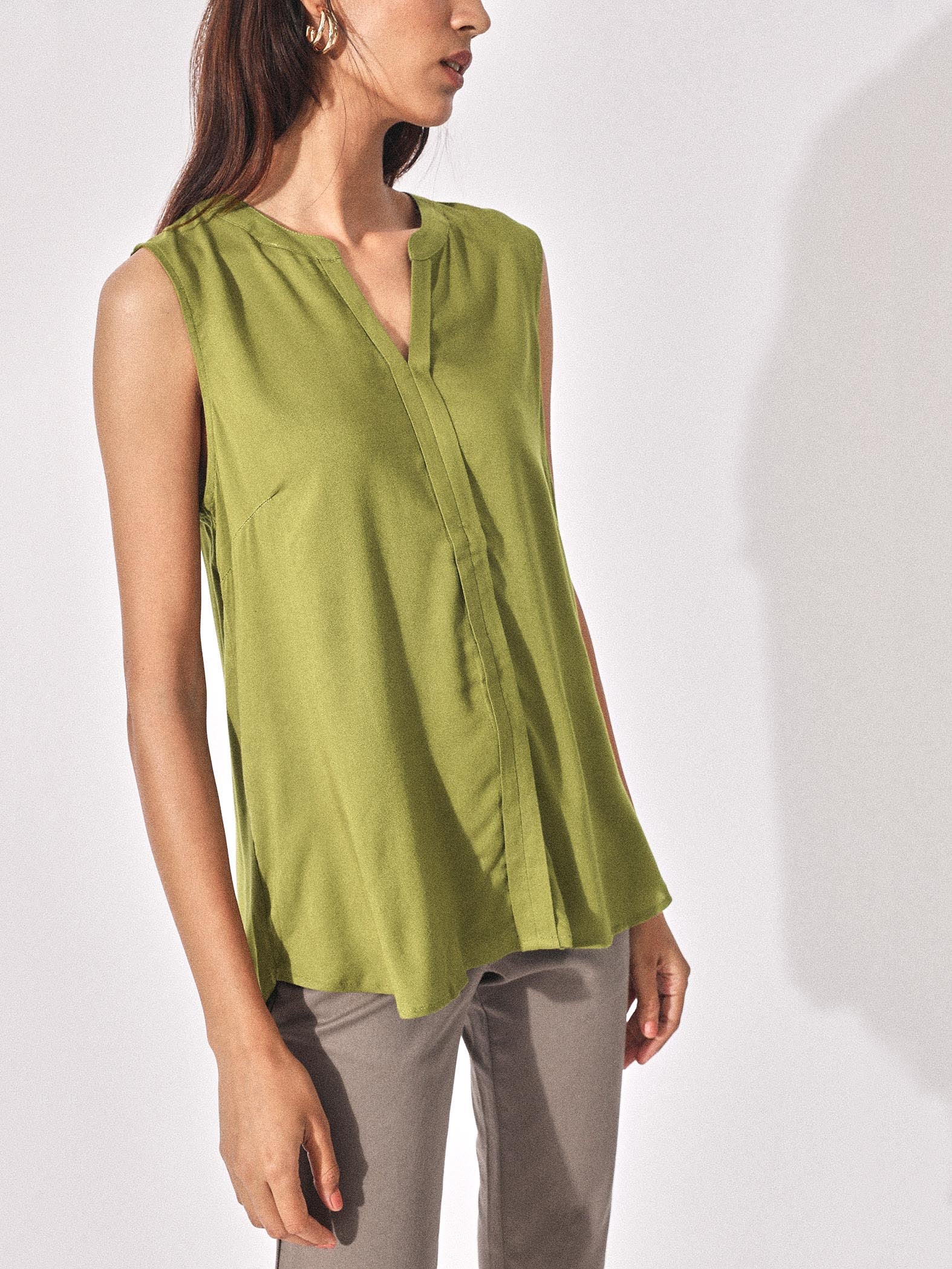 Olive Sleeveless Top