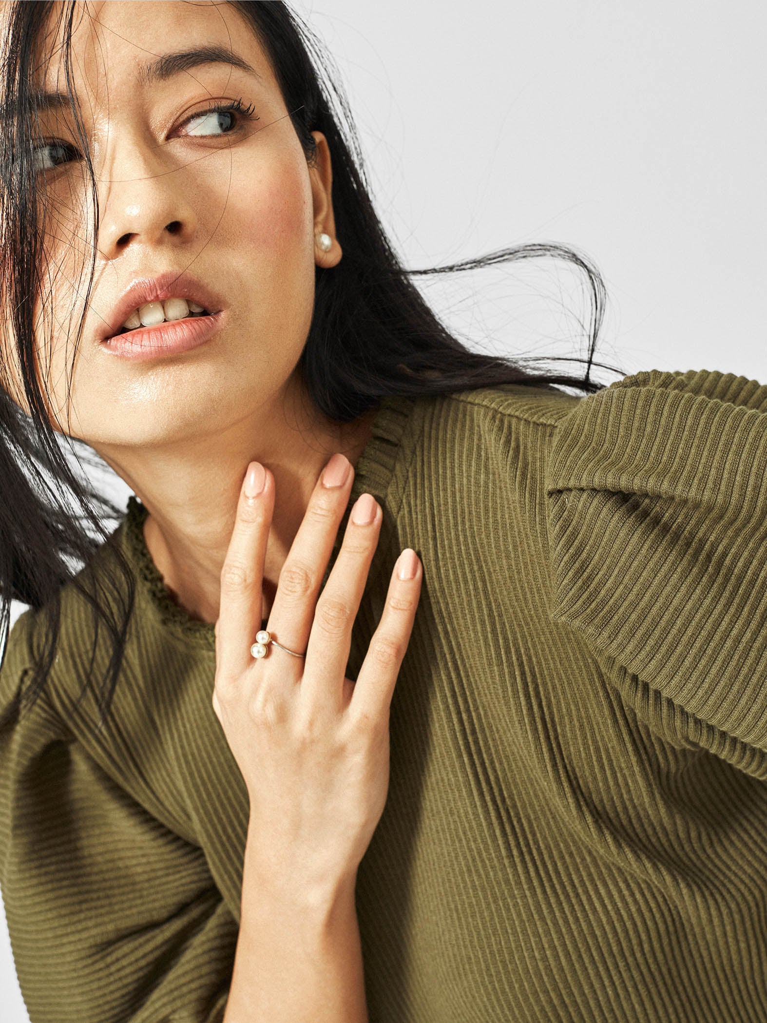 Olive Balloon Sleeve Top