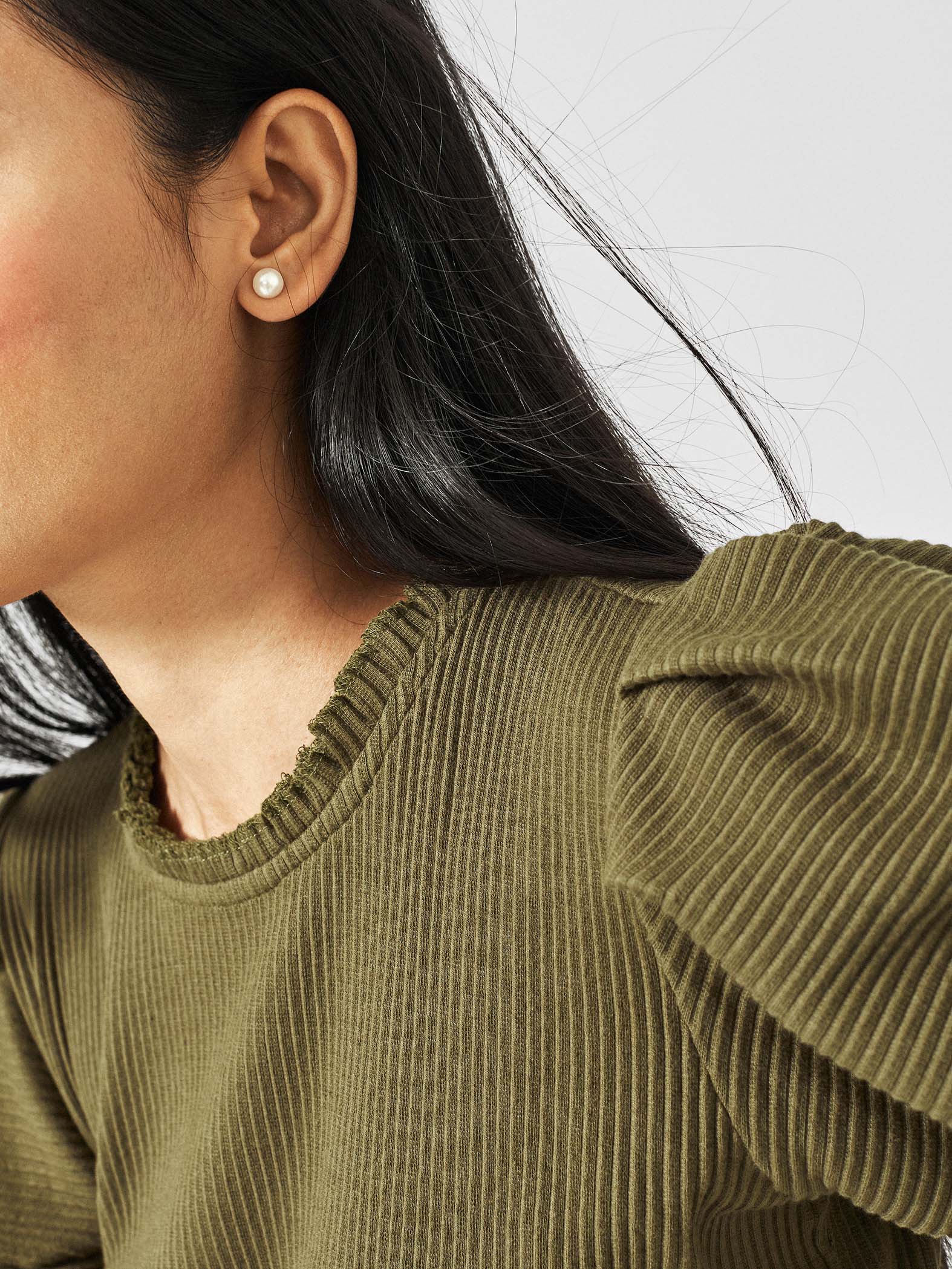 Olive Balloon Sleeve Top