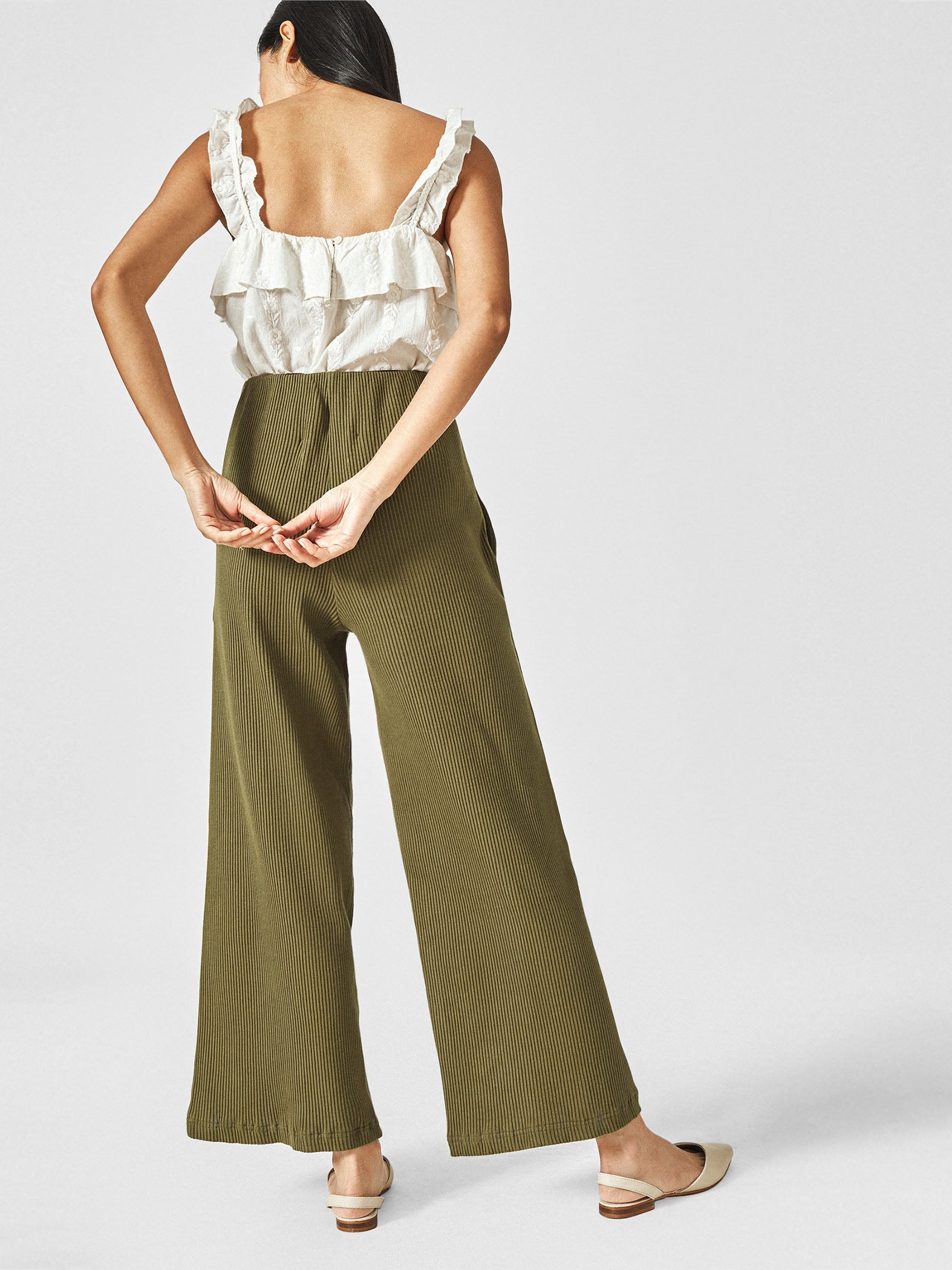 Olive Flare Pocket Pants