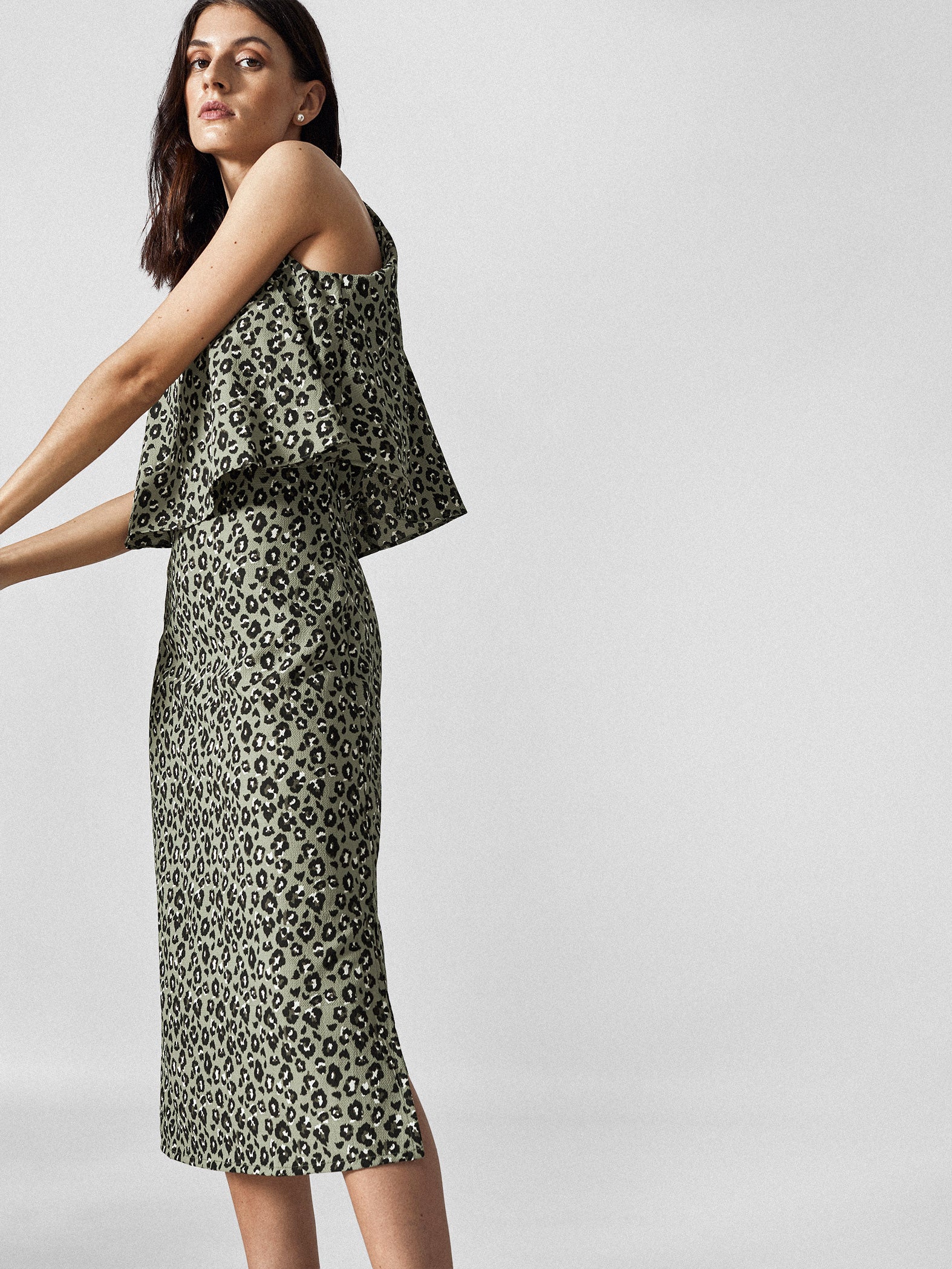 Olive Leopard Overlay Dress