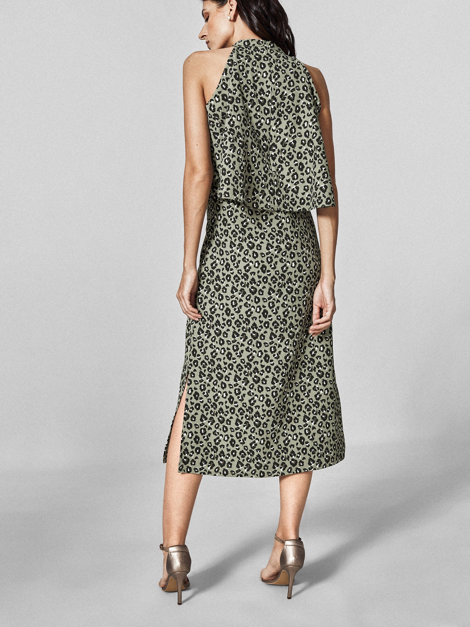 Olive Leopard Overlay Dress