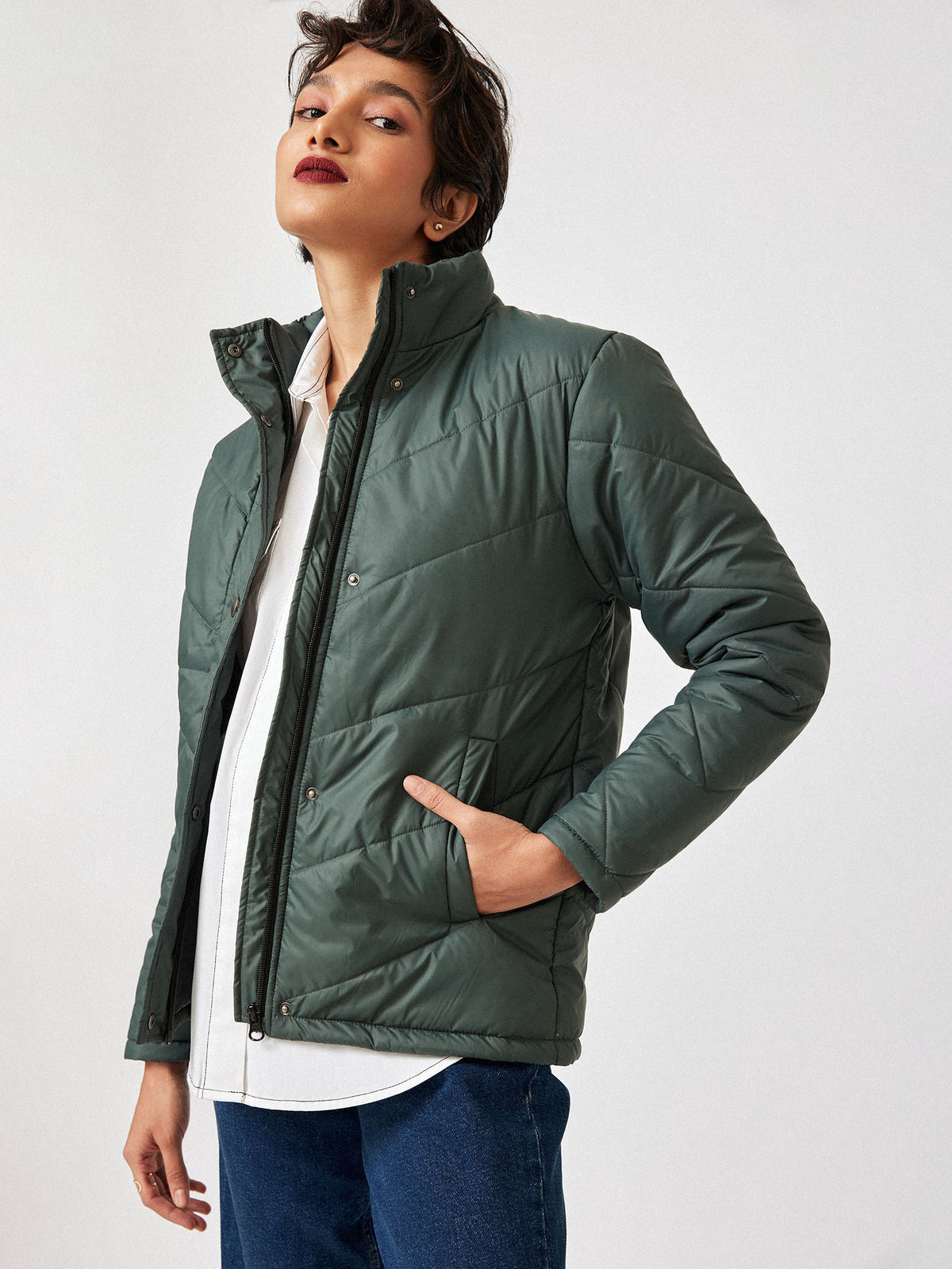 Pebble Grey Puffer Jacket