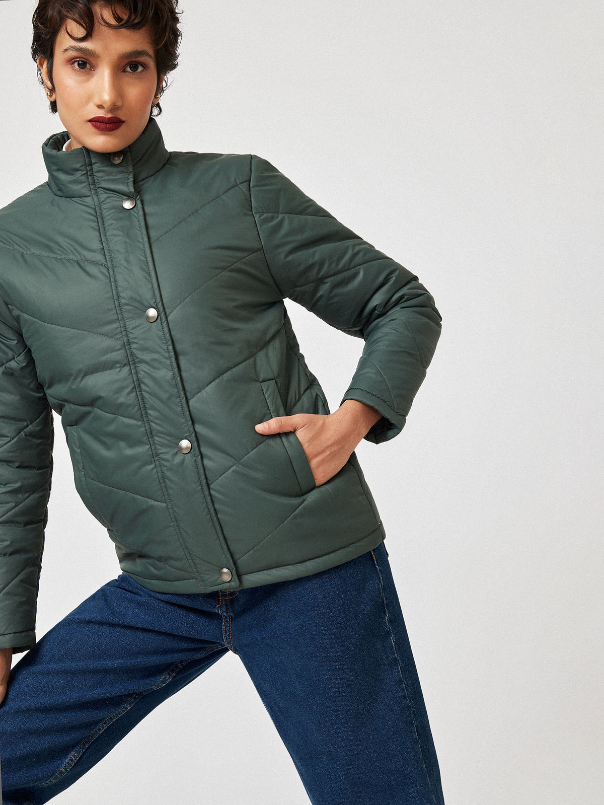 Pebble Grey Puffer Jacket