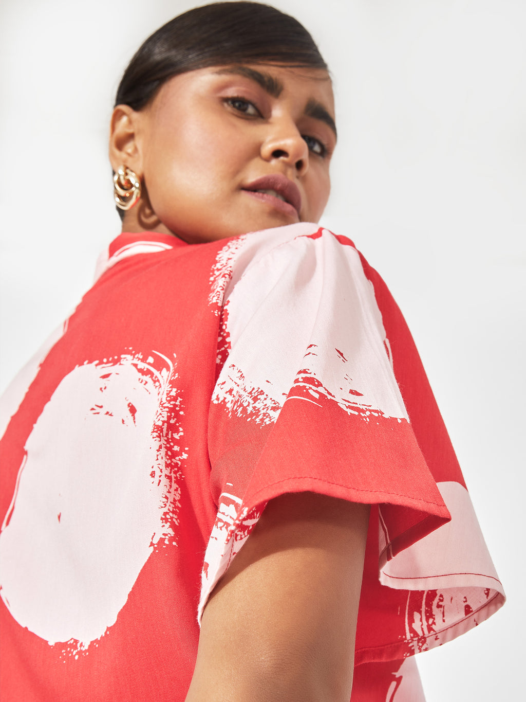 Red & White Polka Crop Shirt