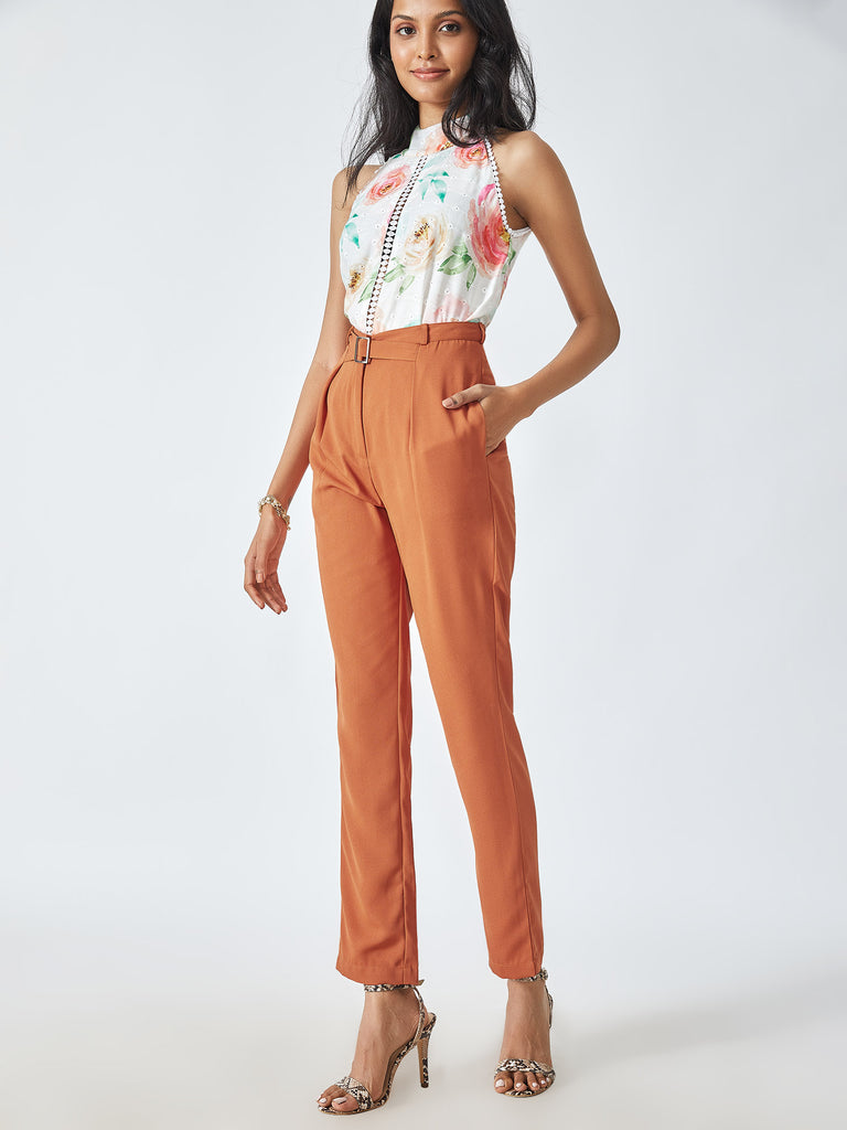 Rust High Waist Tapered Pant