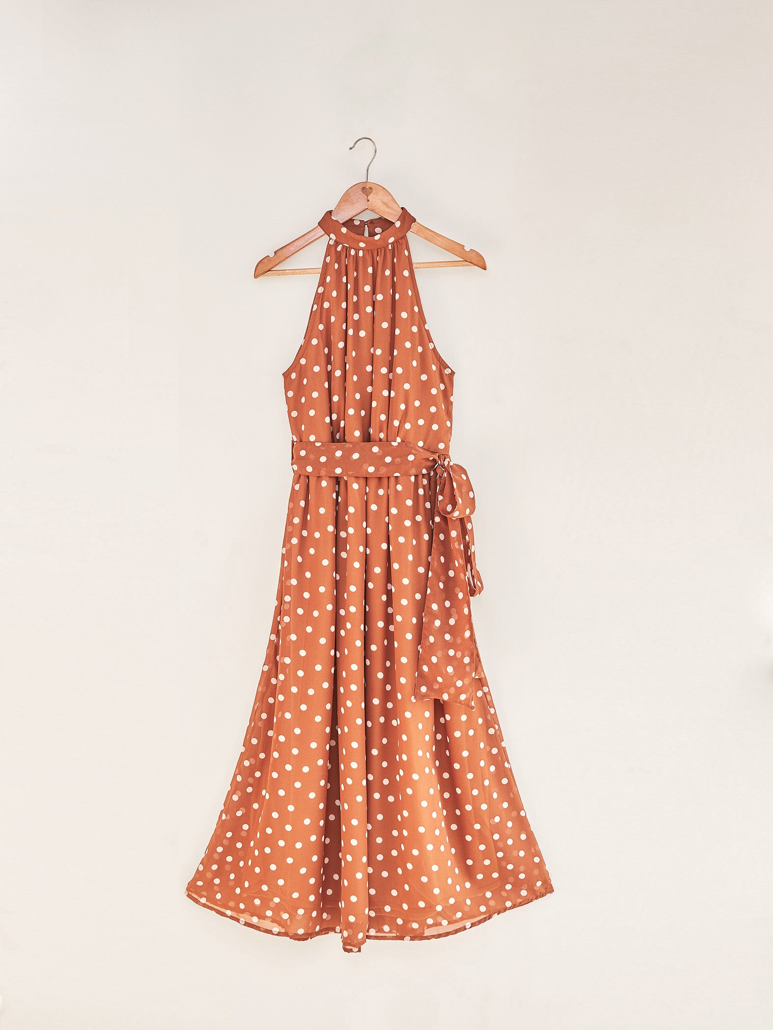 Rust Polka Sleeveless Dress