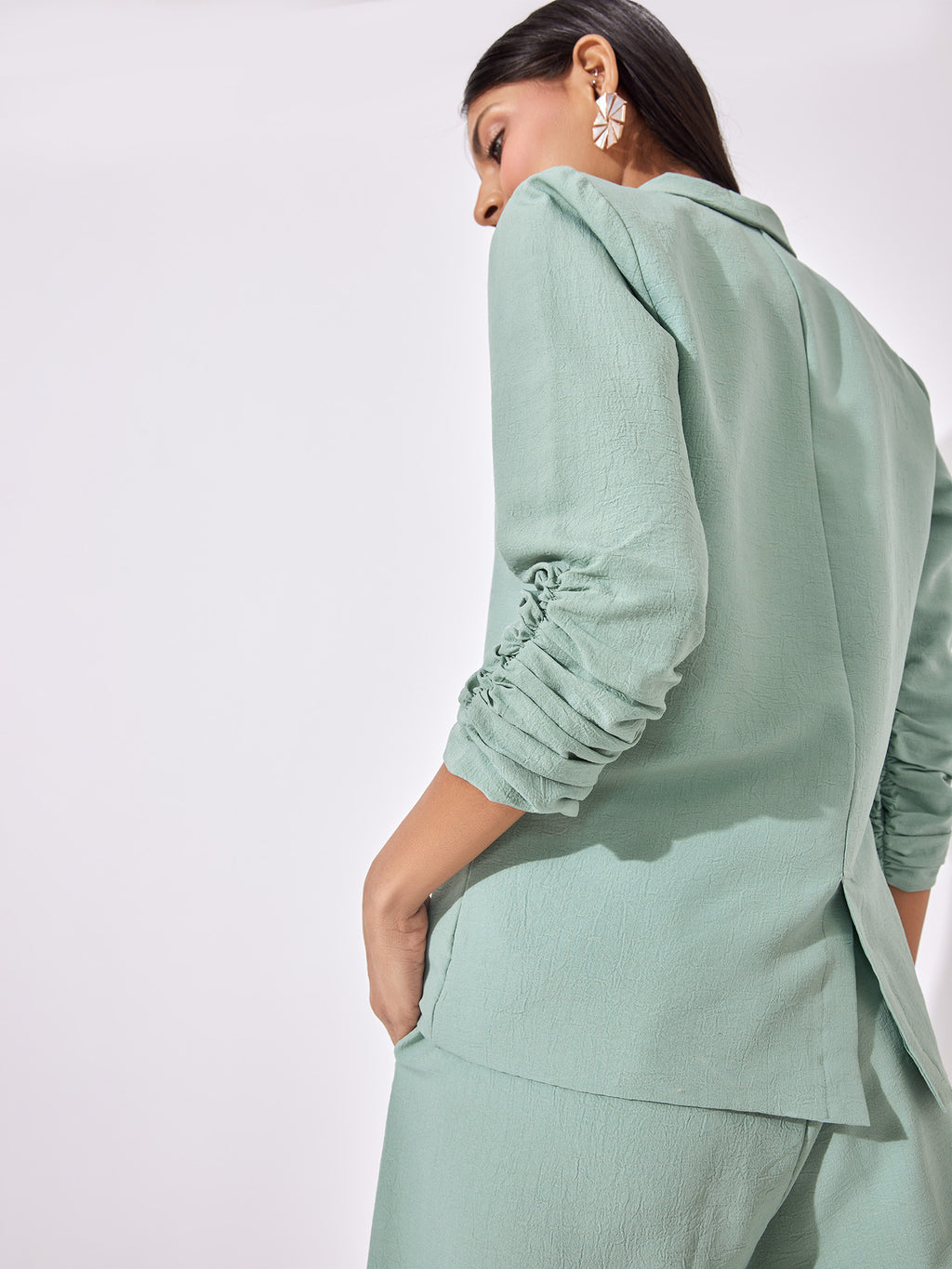 Sage Green Ruched Blazer