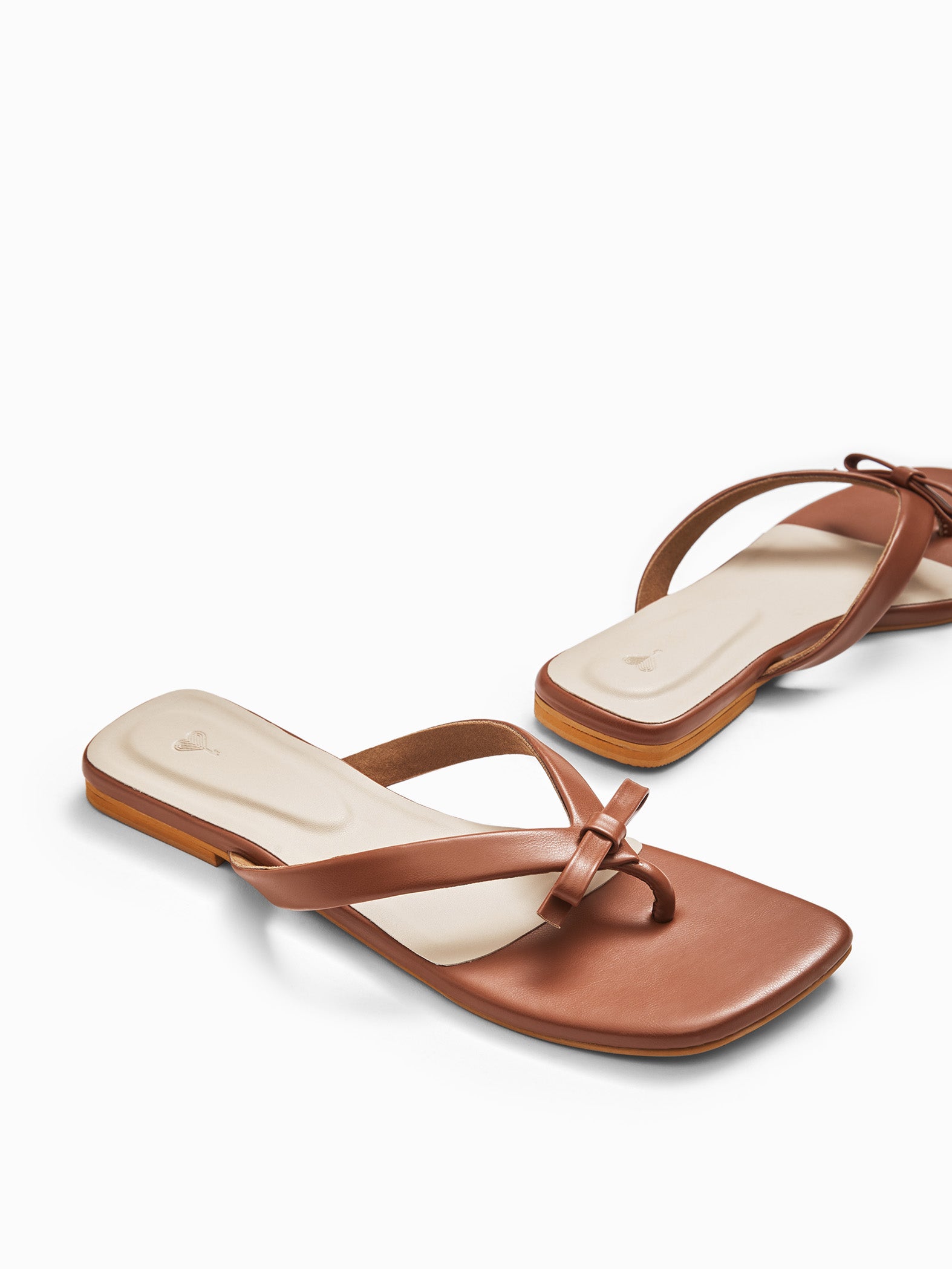 Tan Bow Strap Flats