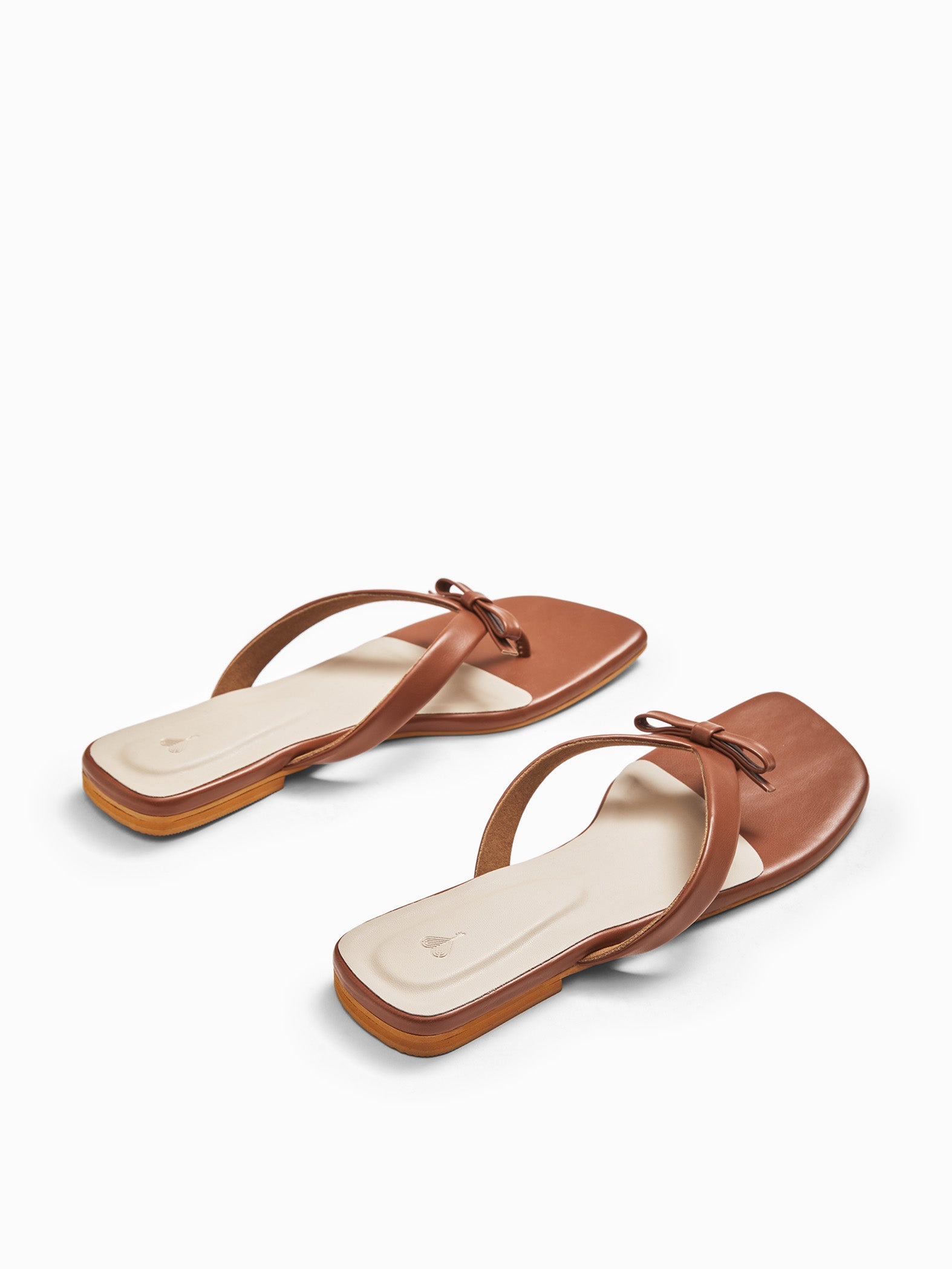 Tan Bow Strap Flats