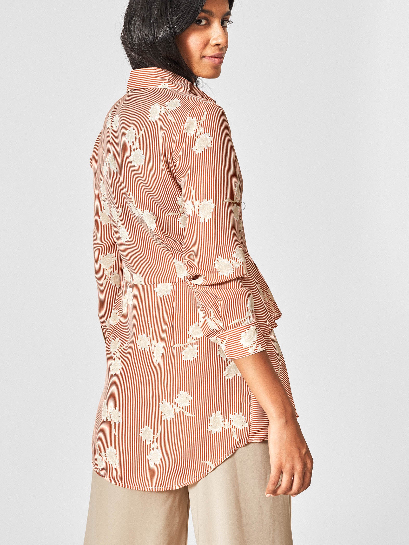 Tangerine Floral Tiered Shirt