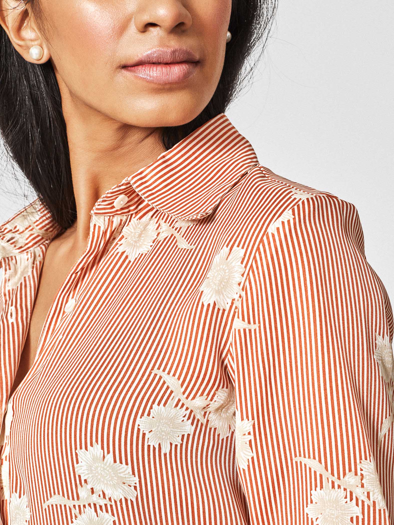 Tangerine Floral Tiered Shirt