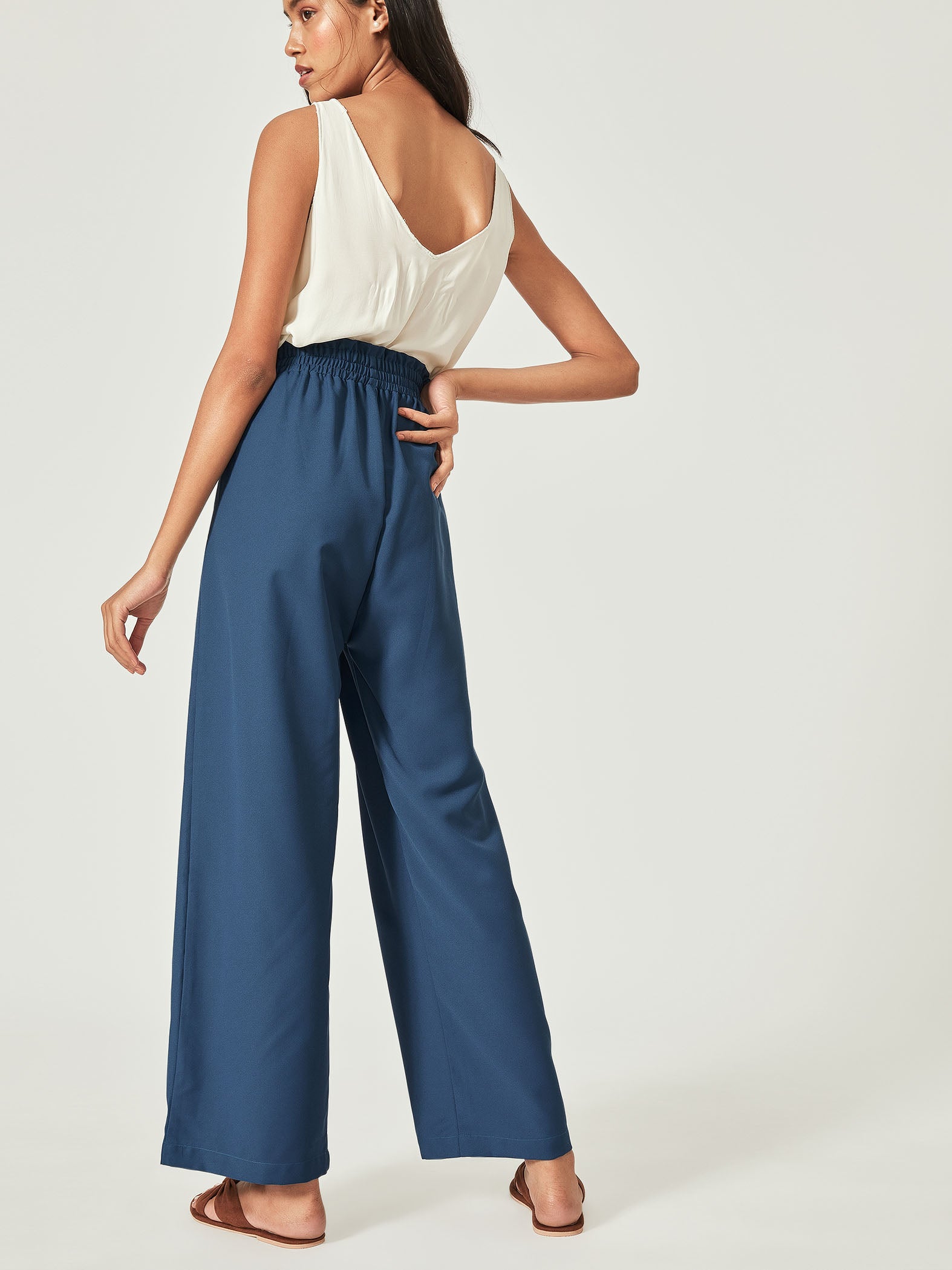 Teal Paper Bag Waist Pants