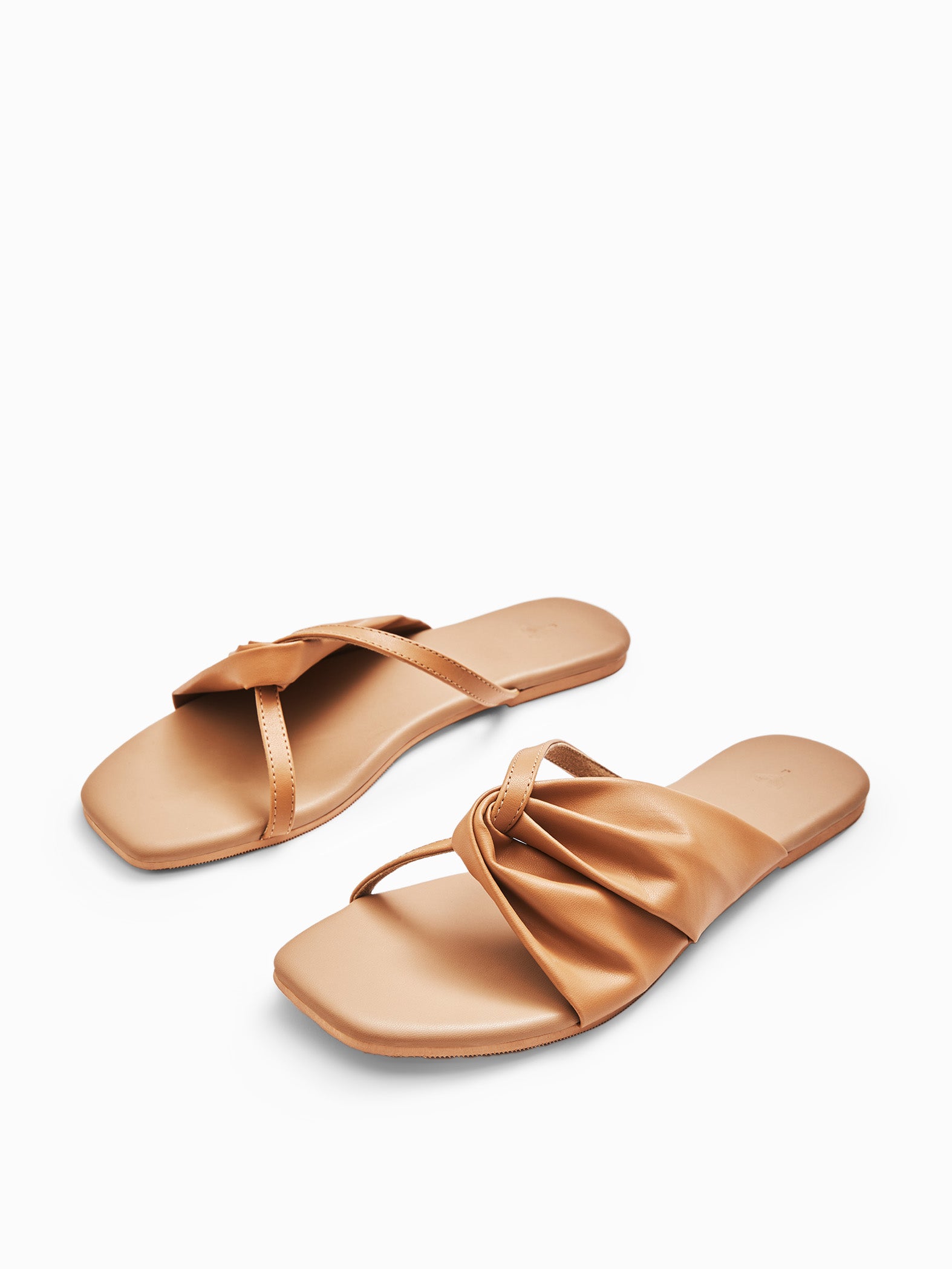 Nude Draped Strap Flats