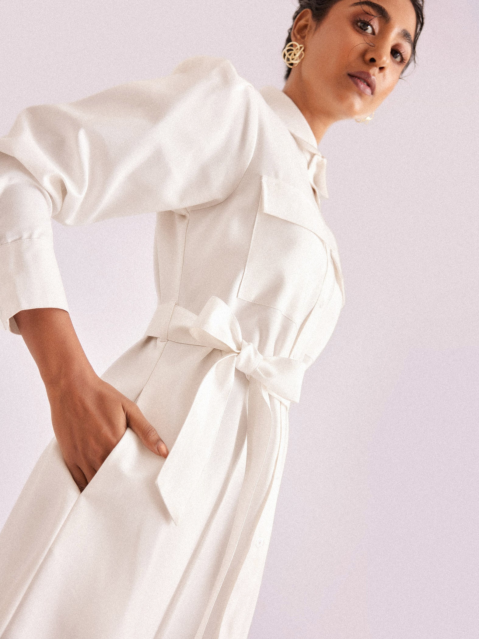 White Chambray Shirt Dress