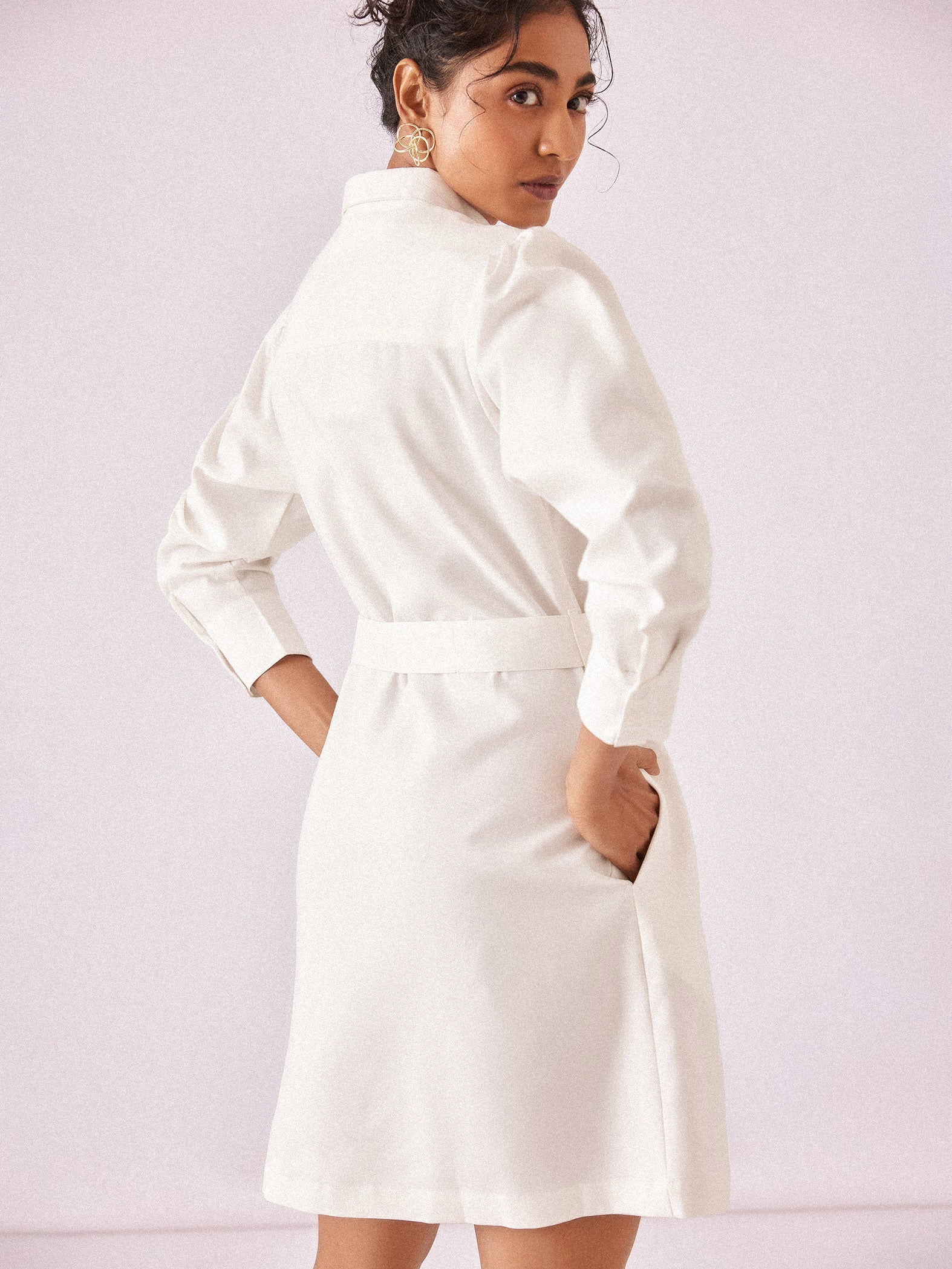 White Chambray Shirt Dress