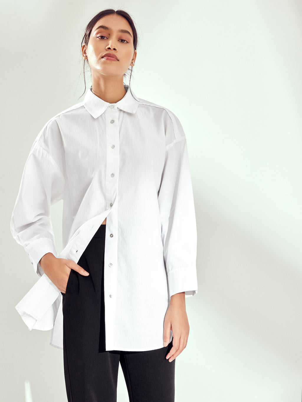White Drop Shoulder Shirt