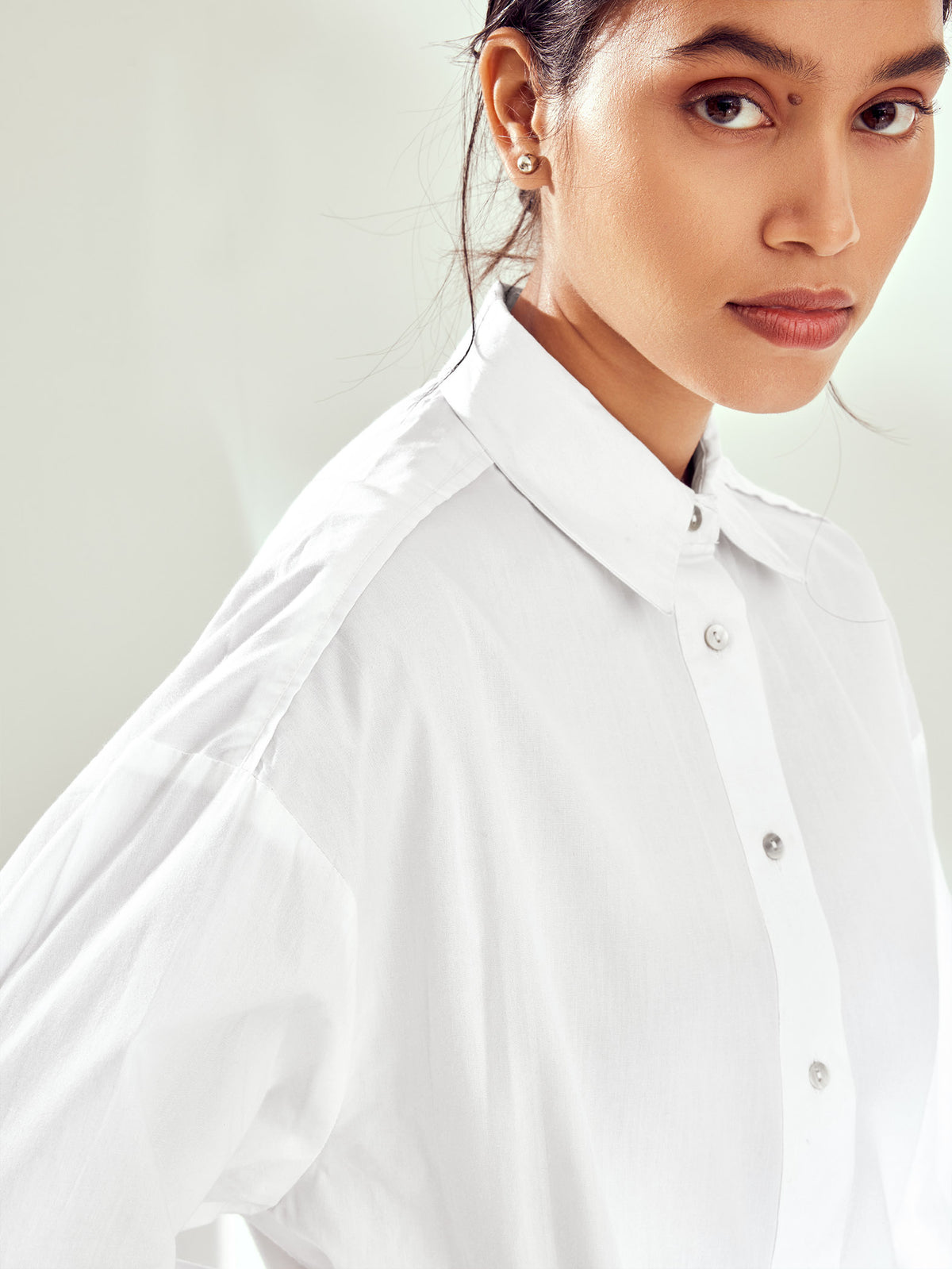 White Drop Shoulder Shirt