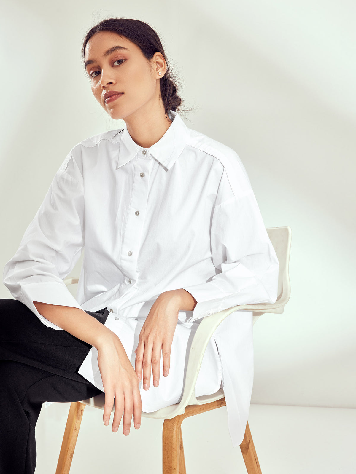 White Drop Shoulder Shirt