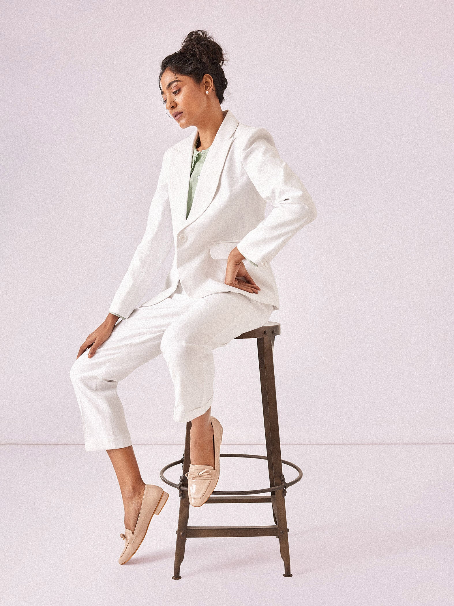 White Pleated Trousers
