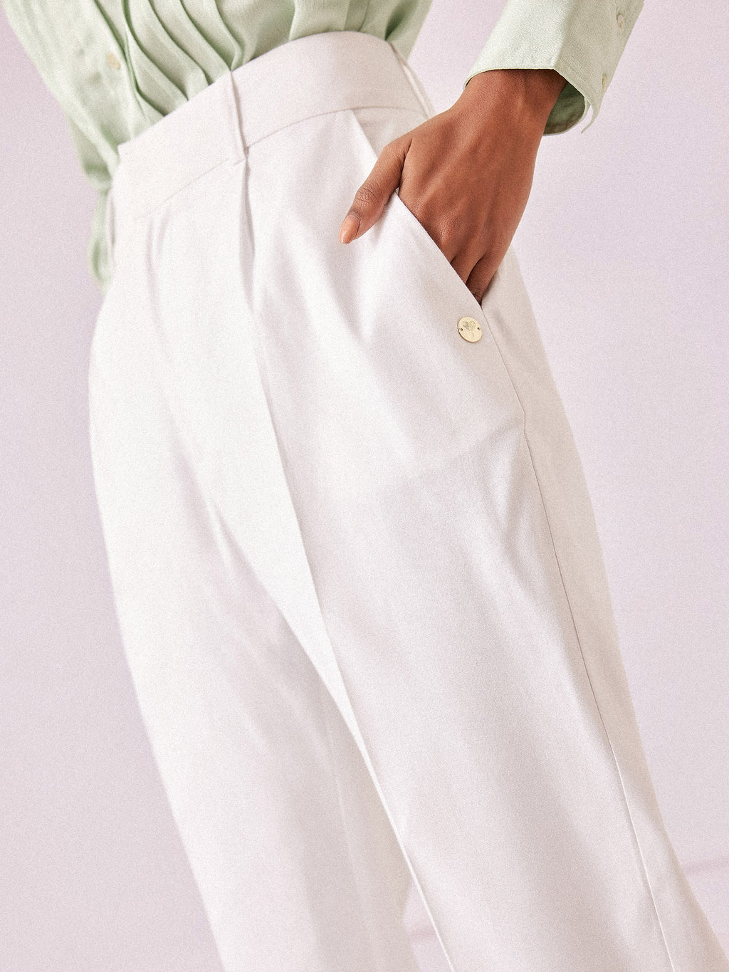White Pleated Trousers