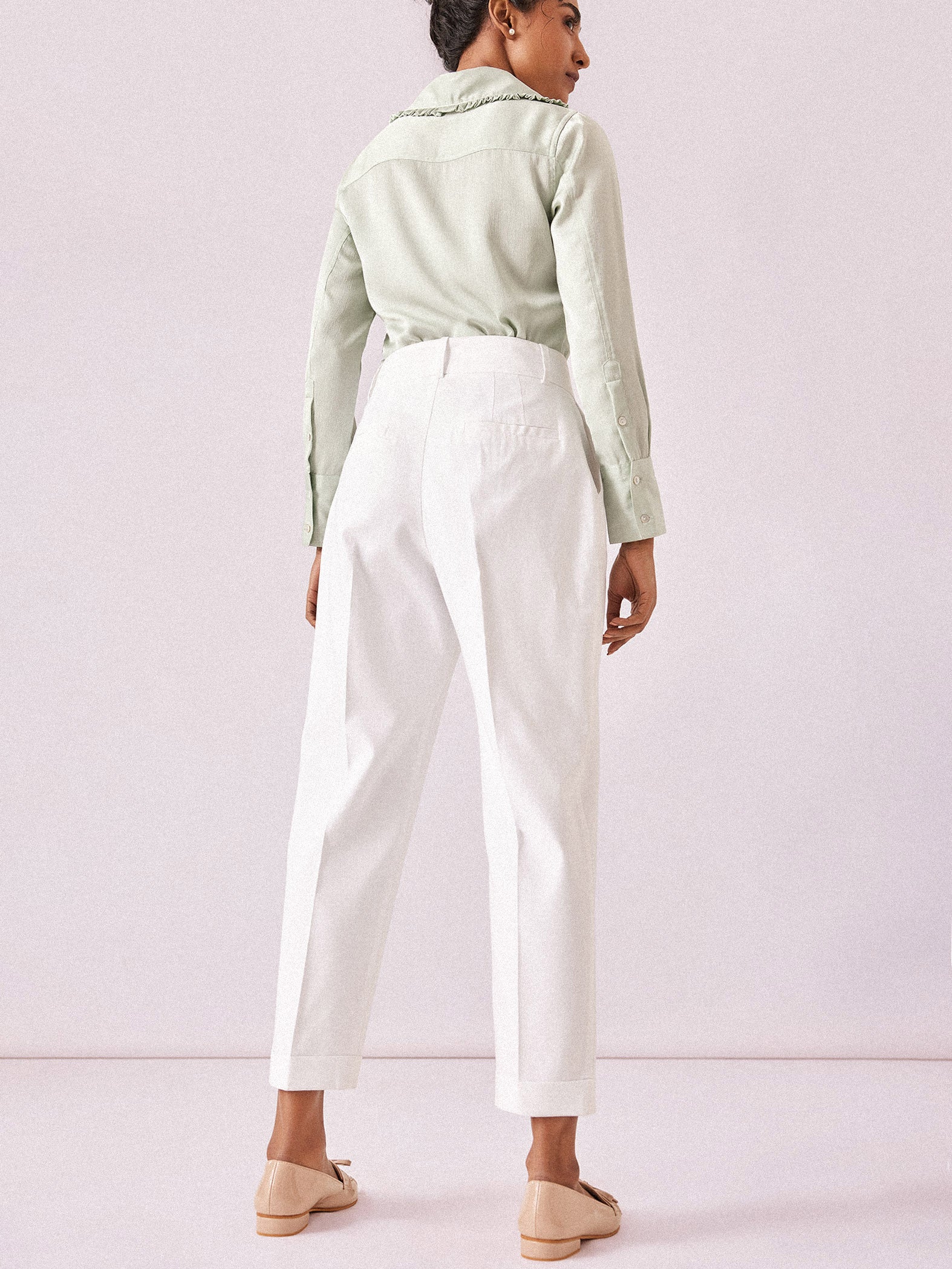 White Pleated Trousers