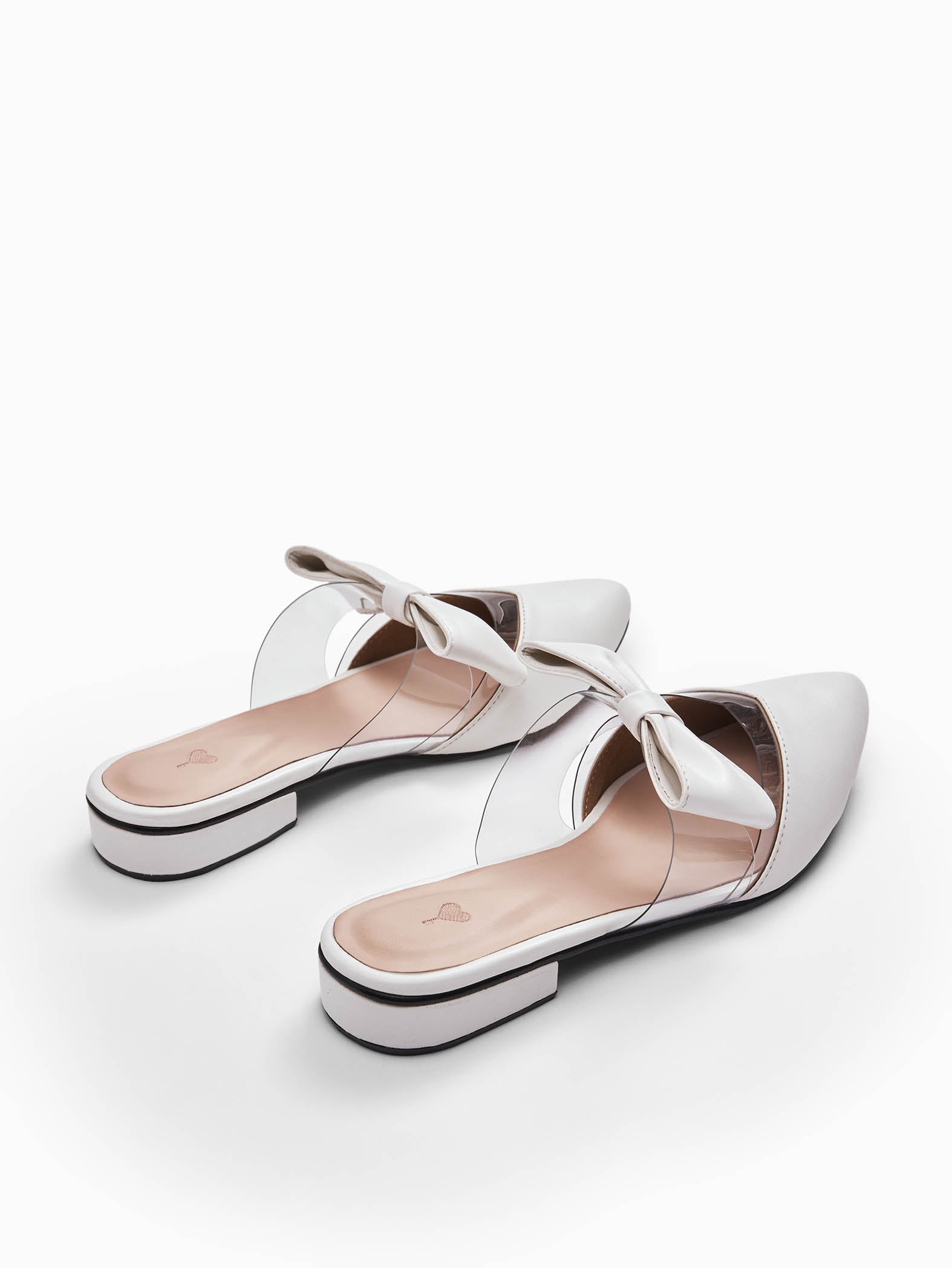 White Pointed Bow Mules