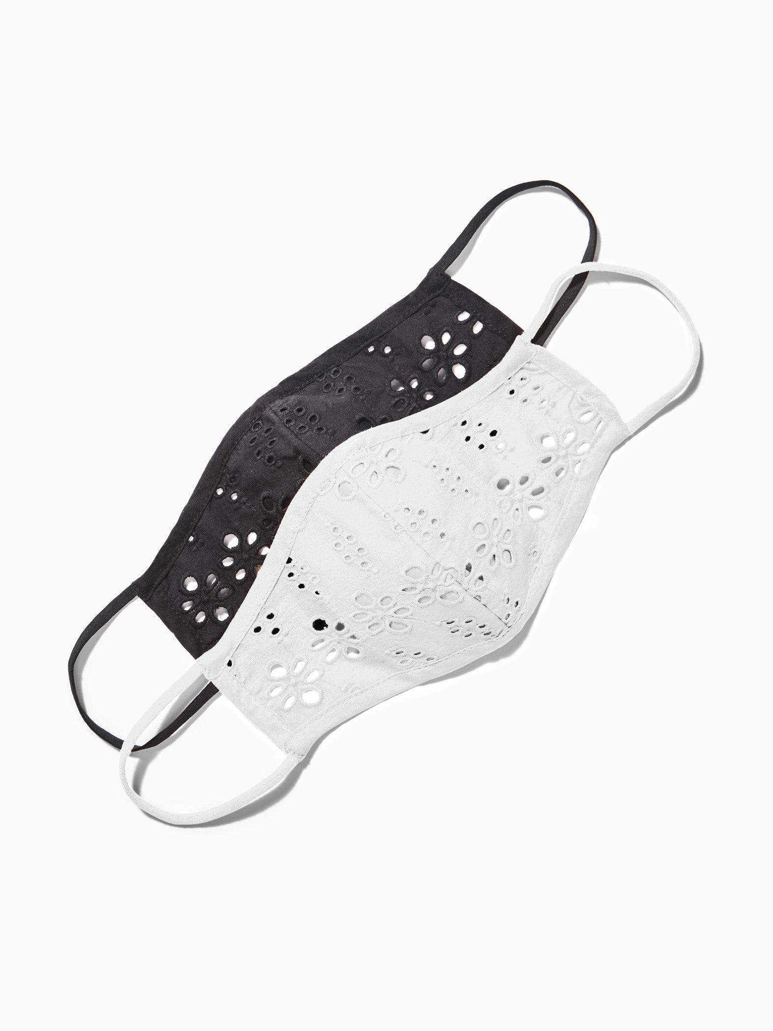 White & Black Schiffli Face Mask Set