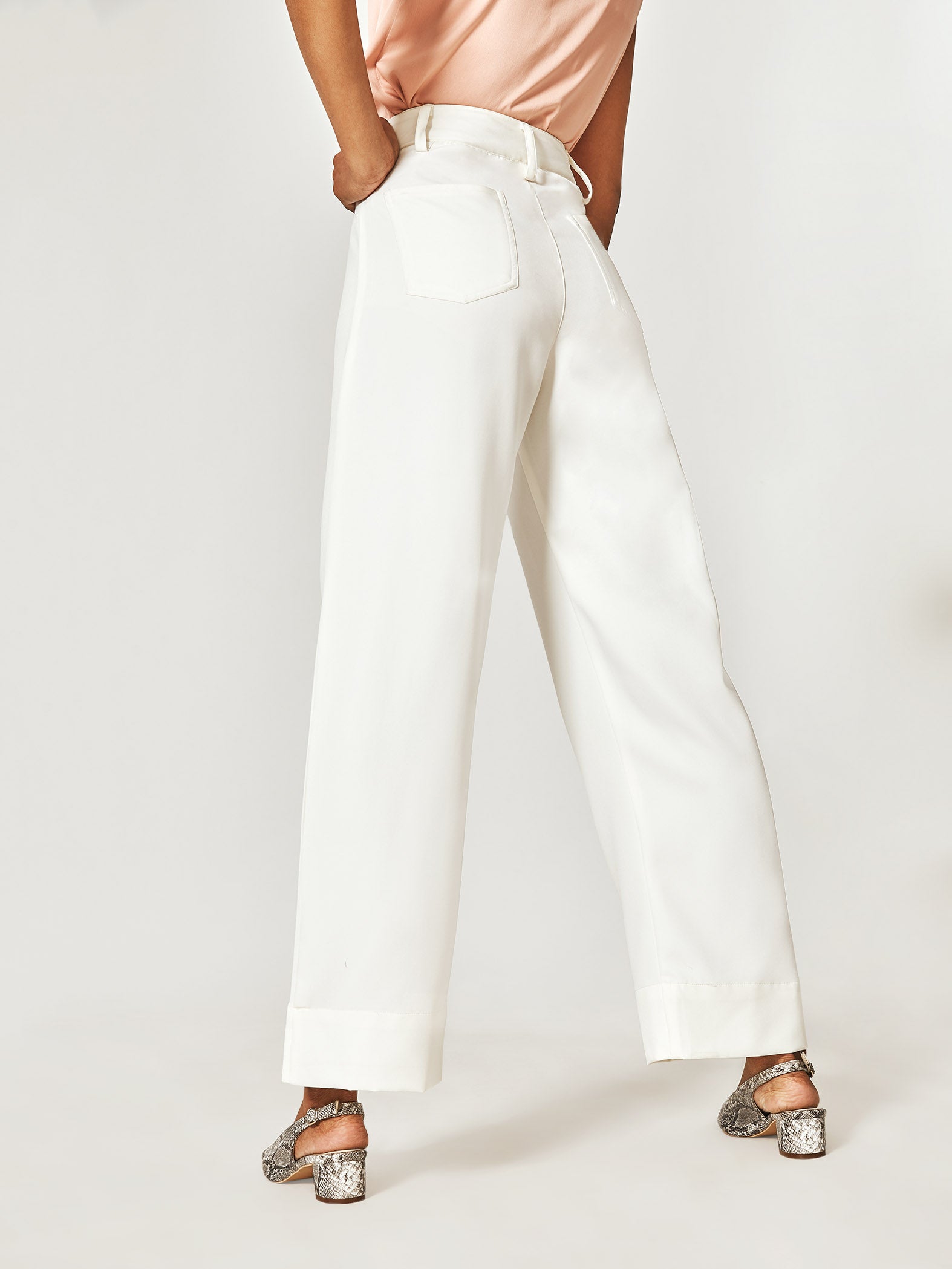 White Flare Pocket Pants