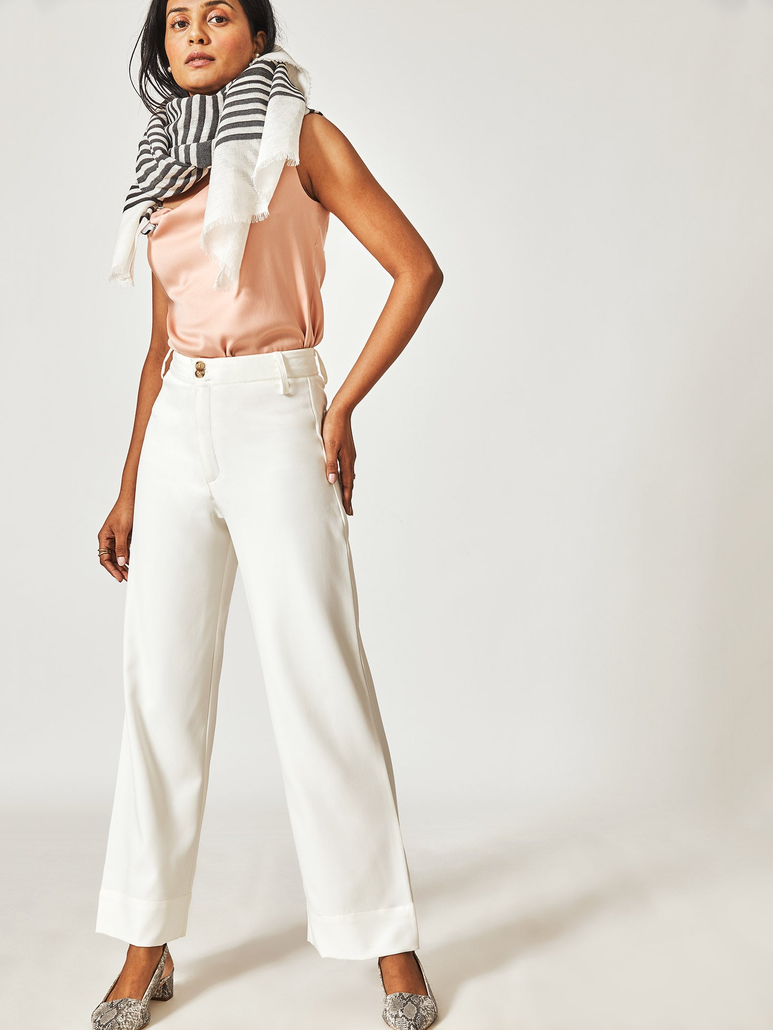White Flare Pocket Pants