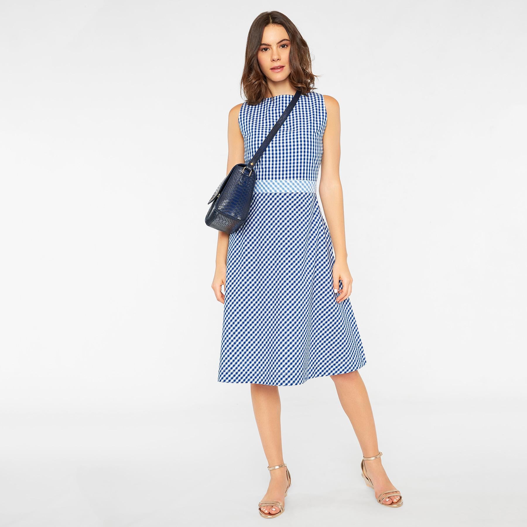 Azure Gingham Skater Dress