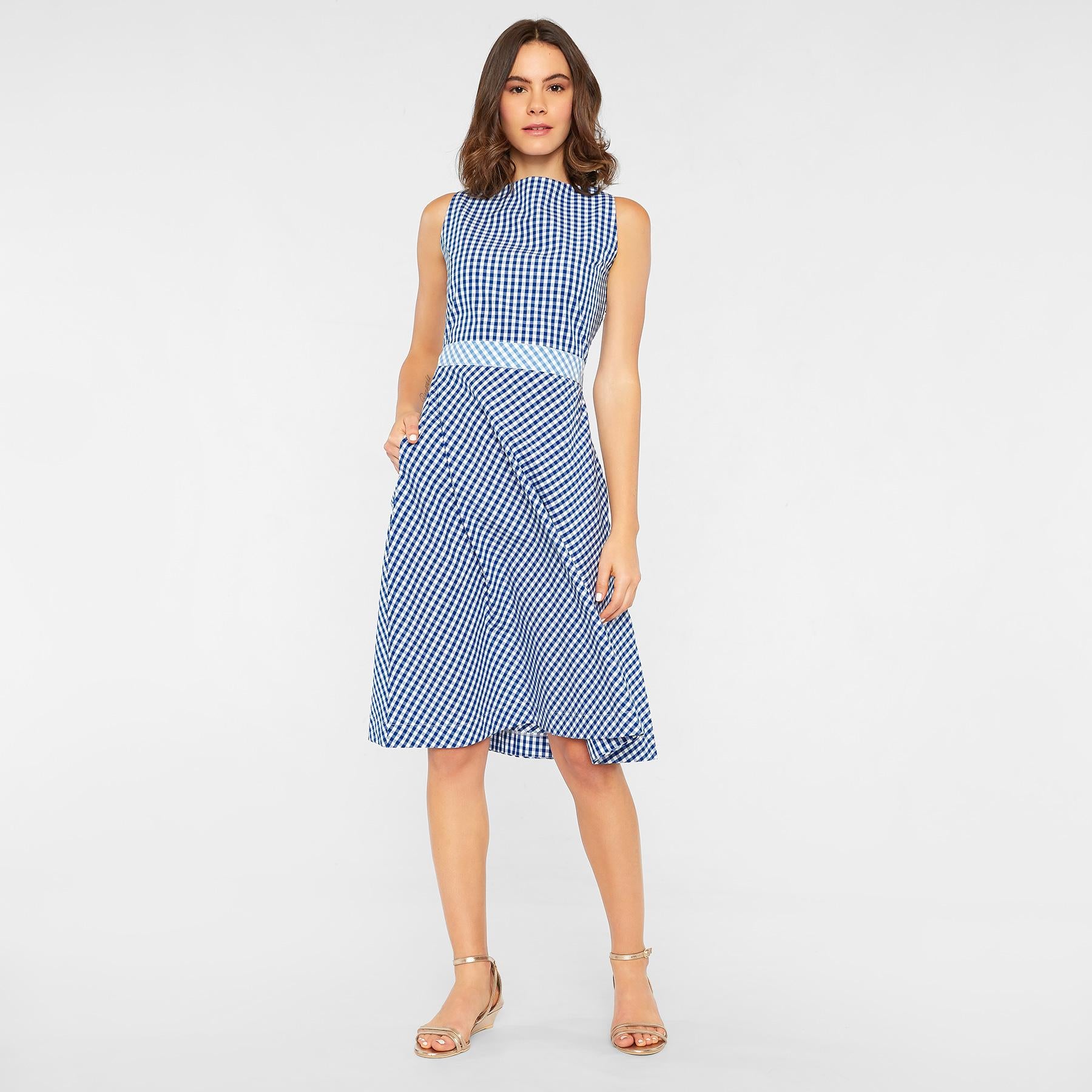 Azure Gingham Skater Dress