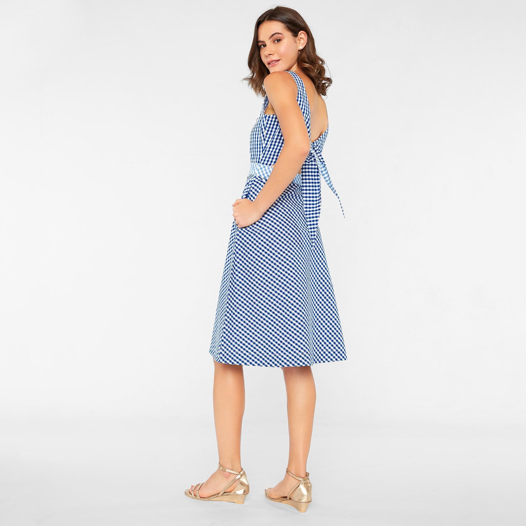 Azure Gingham Skater Dress
