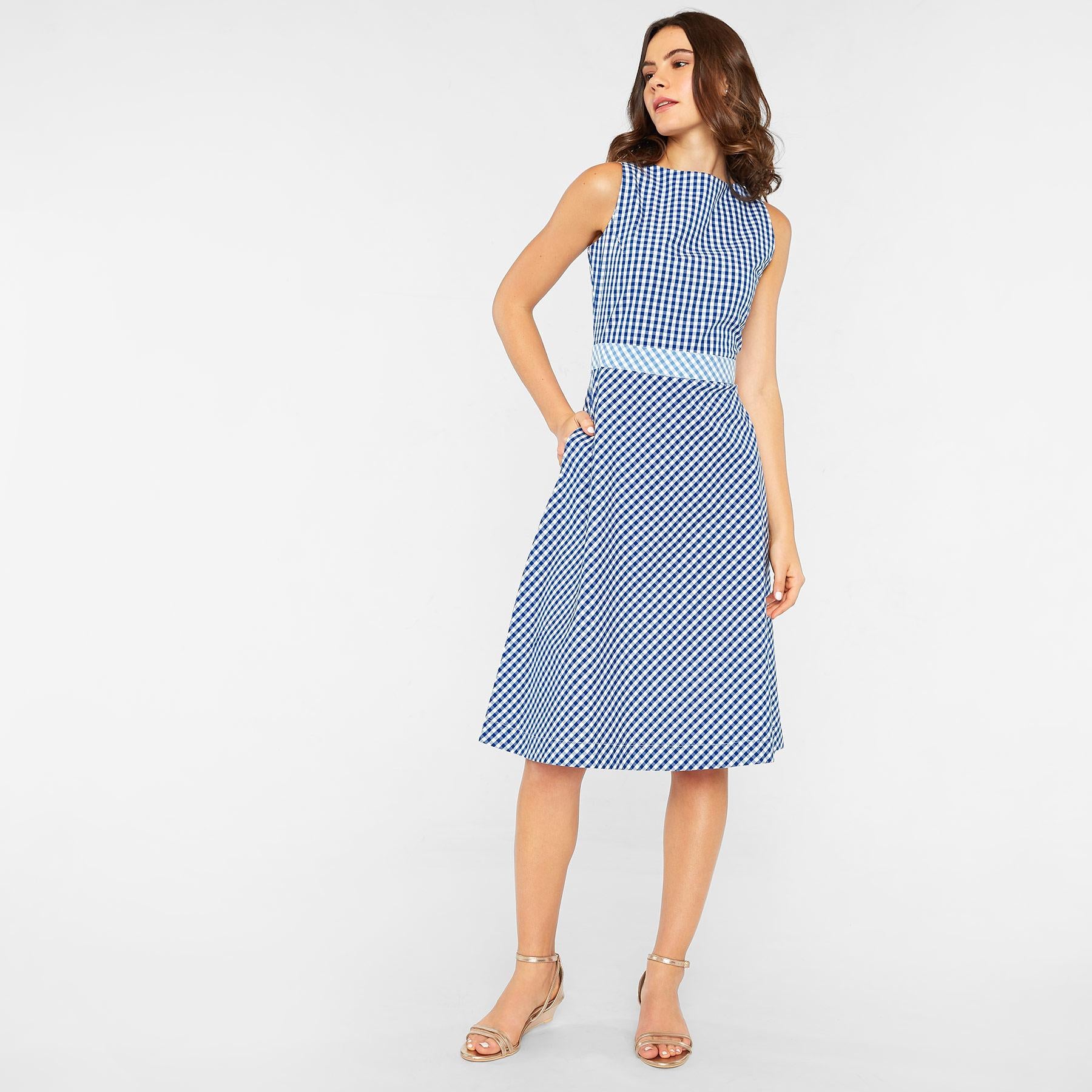 Azure Gingham Skater Dress