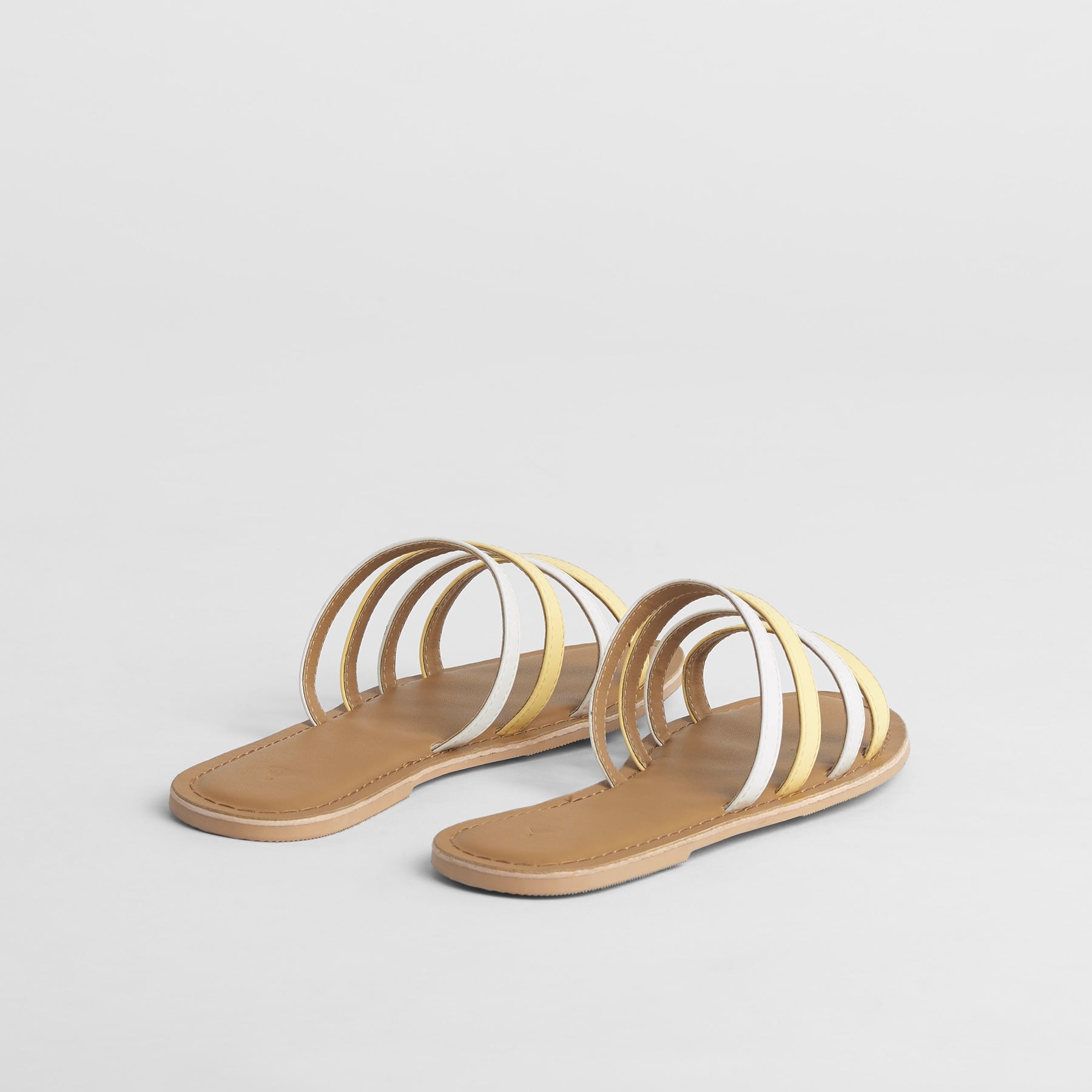 Lemon & White Strap Flats