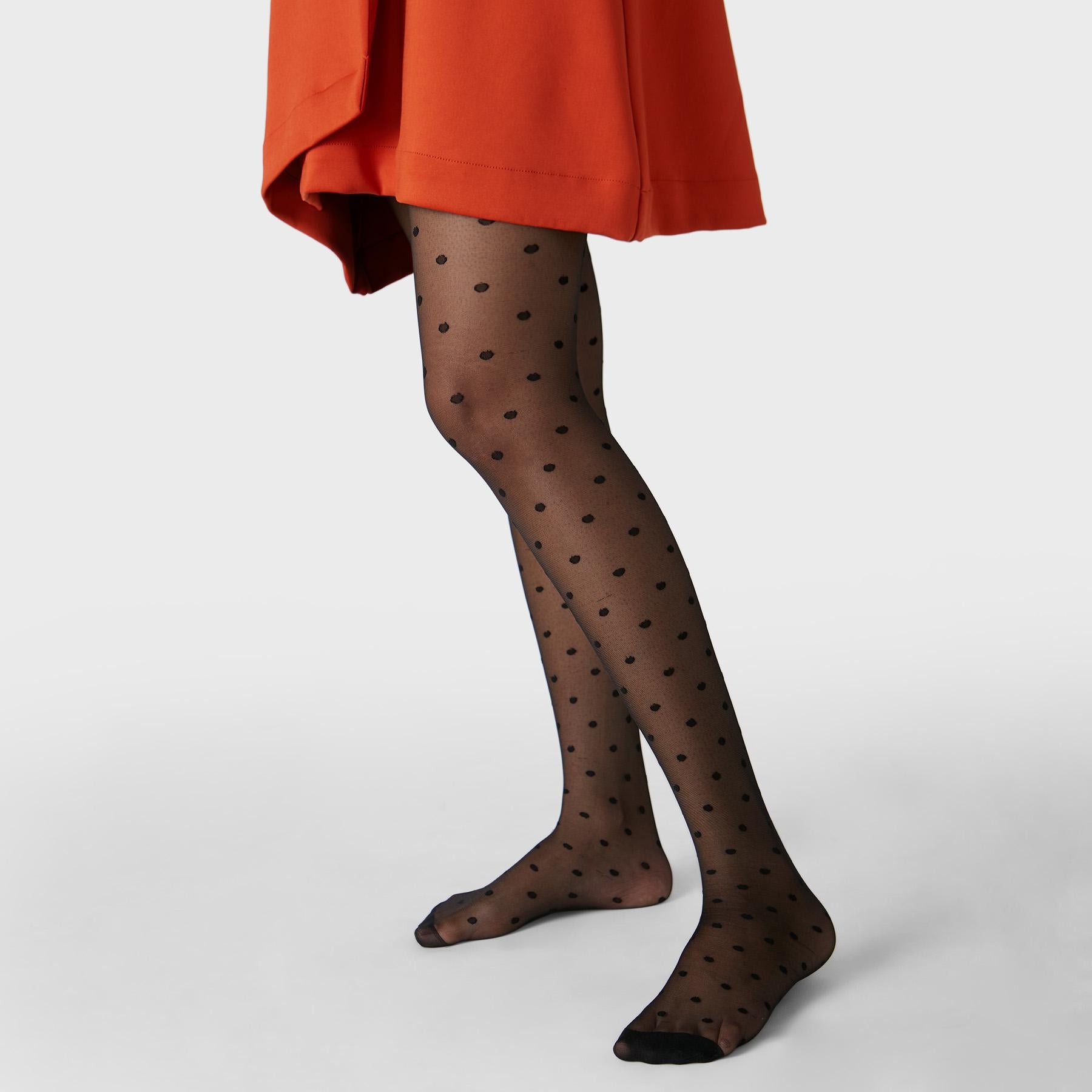 Black Dotted Mesh Stockings