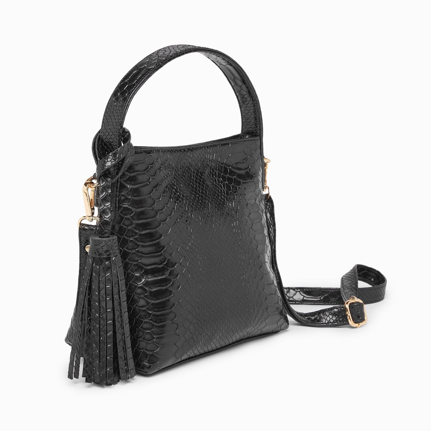 Black Textured Tassel Sling