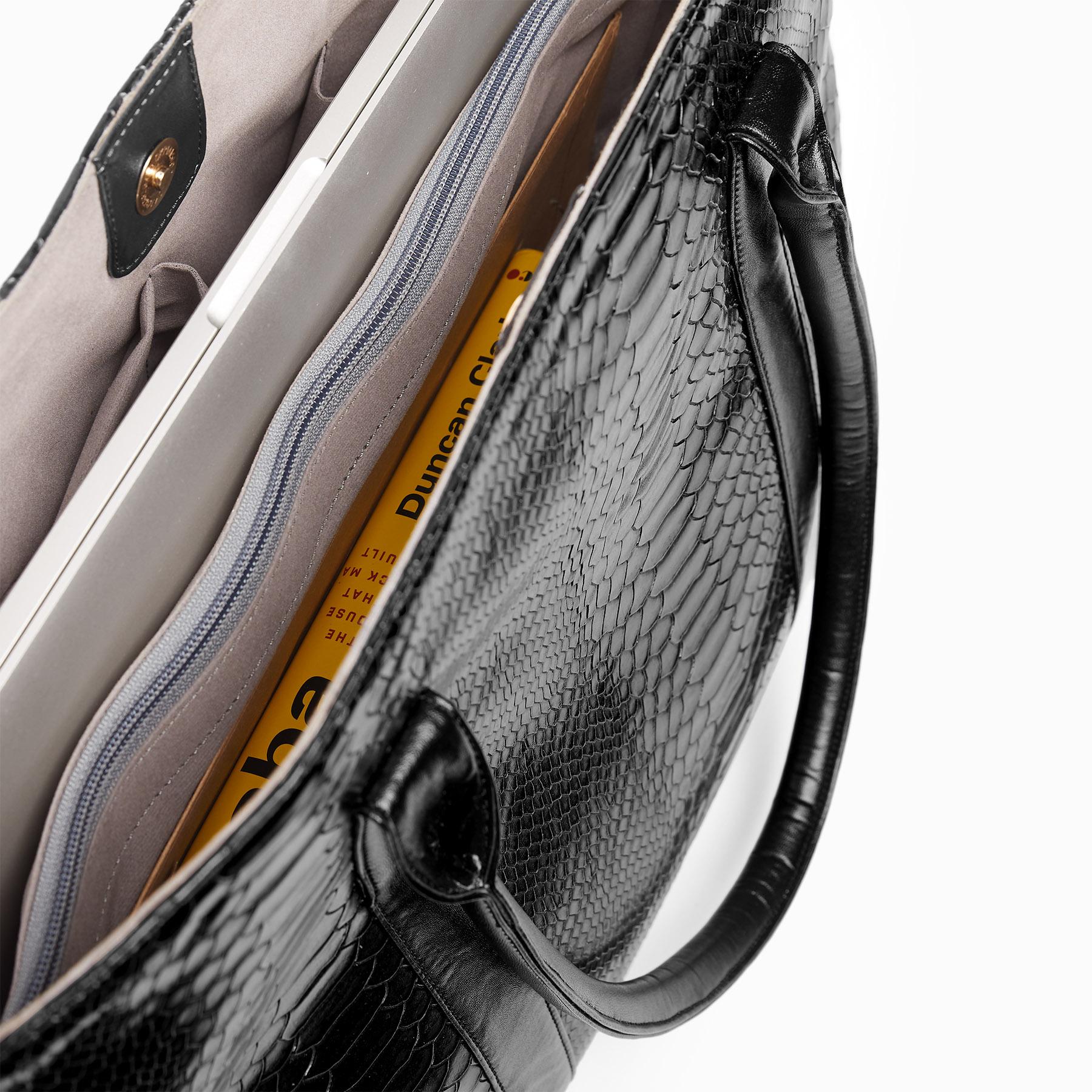 Black Textured Work Tote