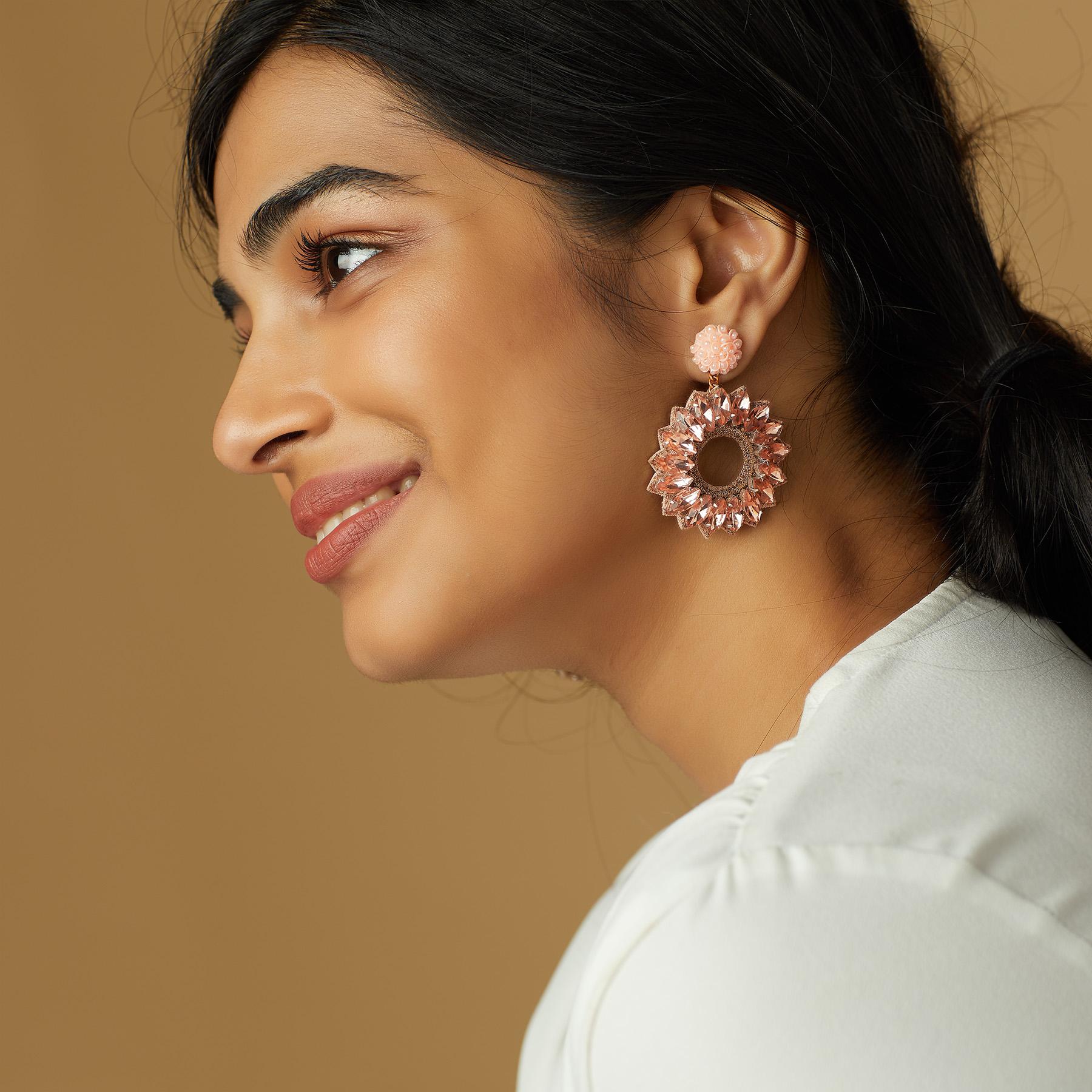 Blush Crystal Flower Earrings