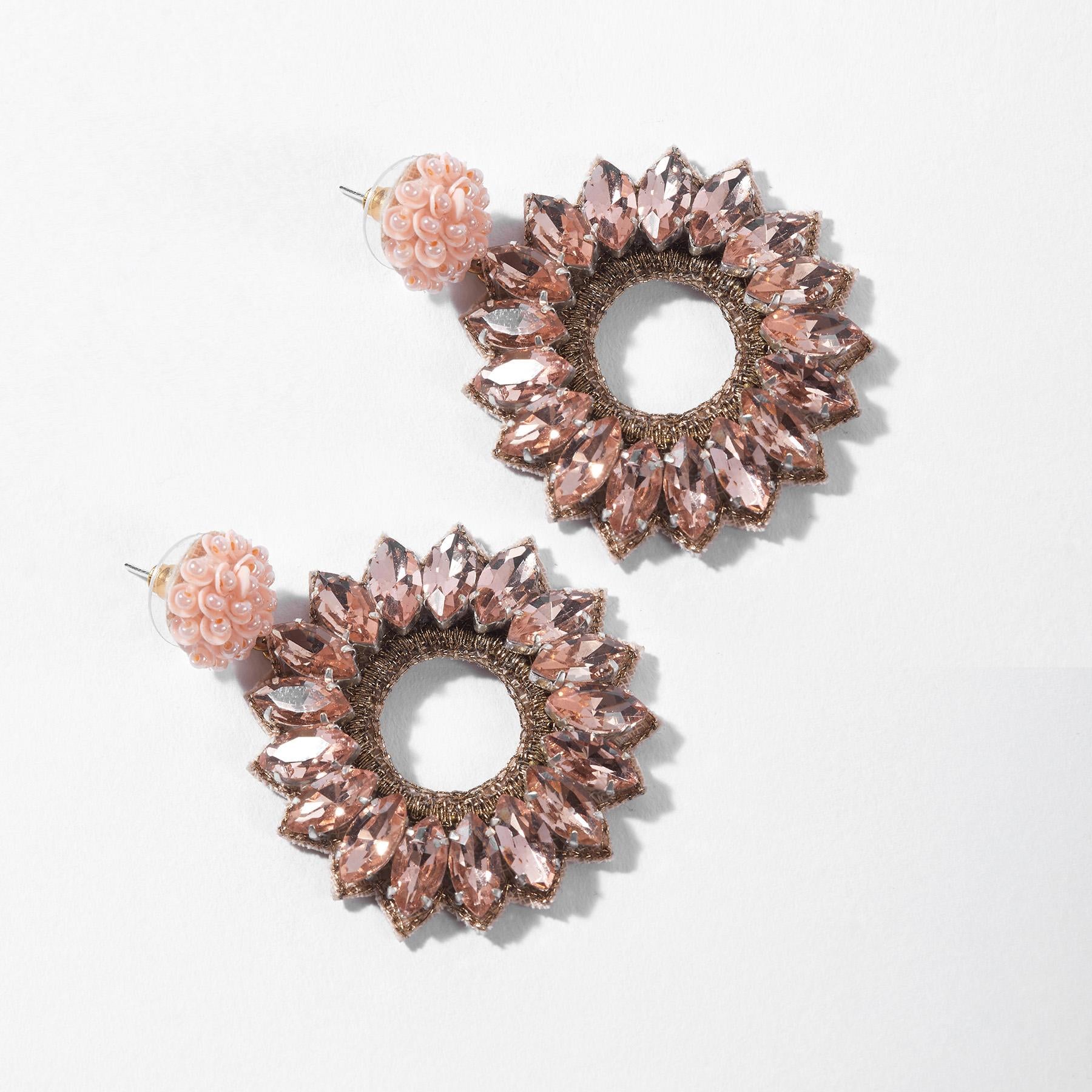Blush Crystal Flower Earrings