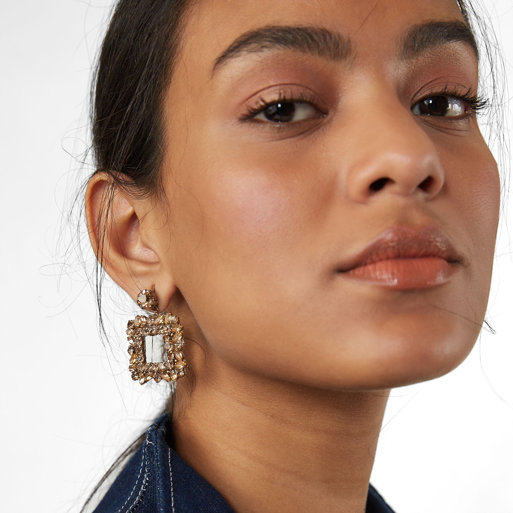 Champagne Crystal Square Earrings