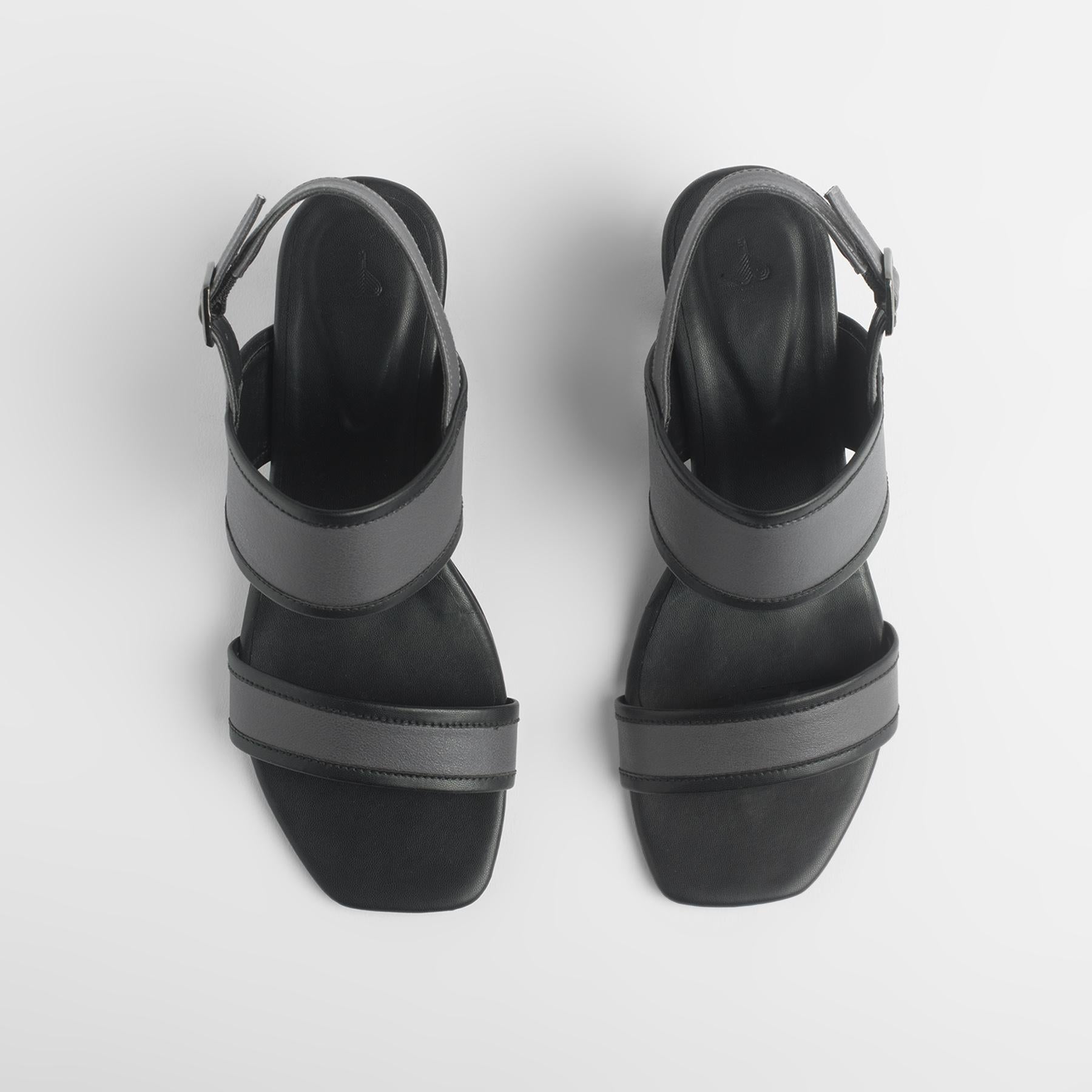 Charcoal & Black Block Heels