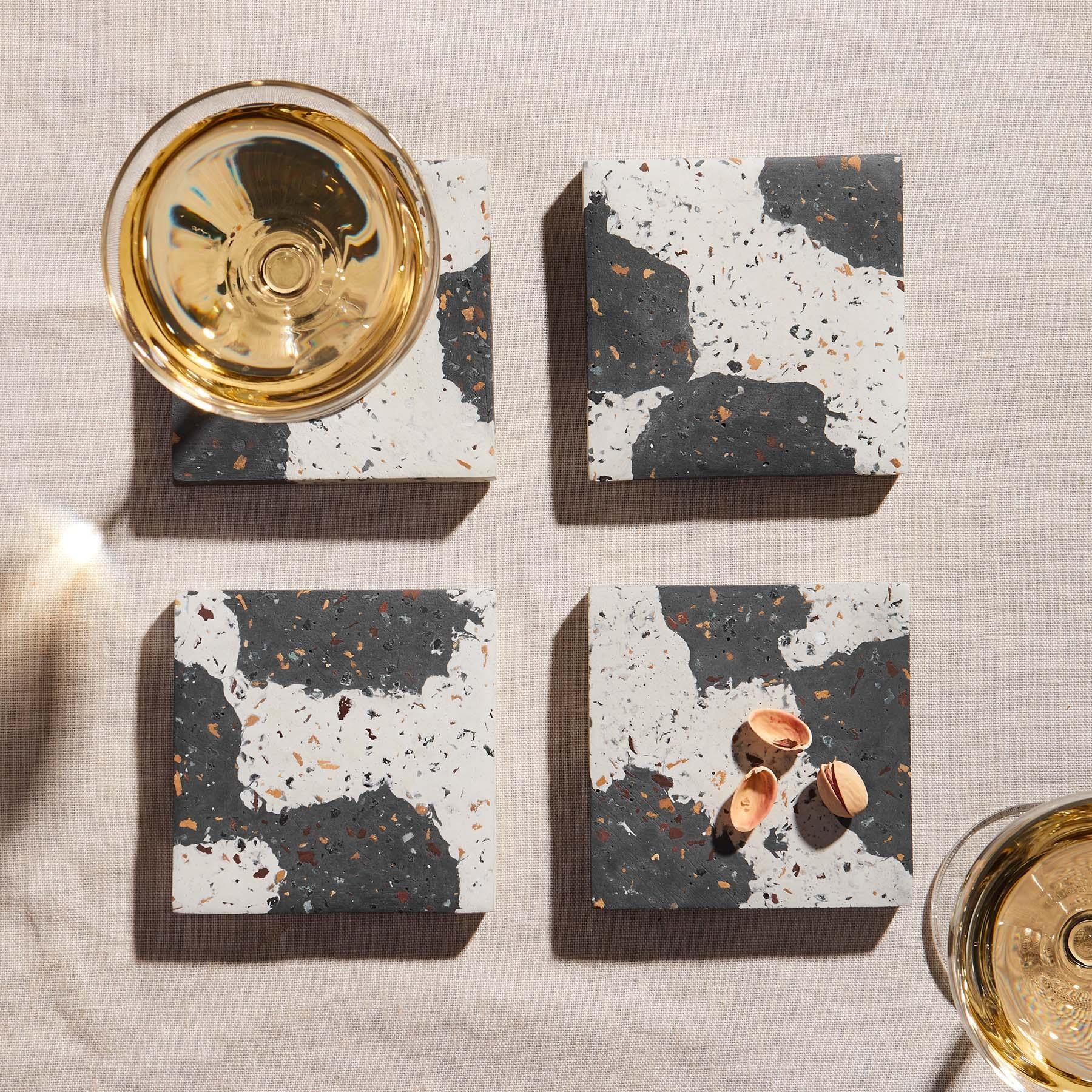 Charcoal & White Terrazzo Coasters