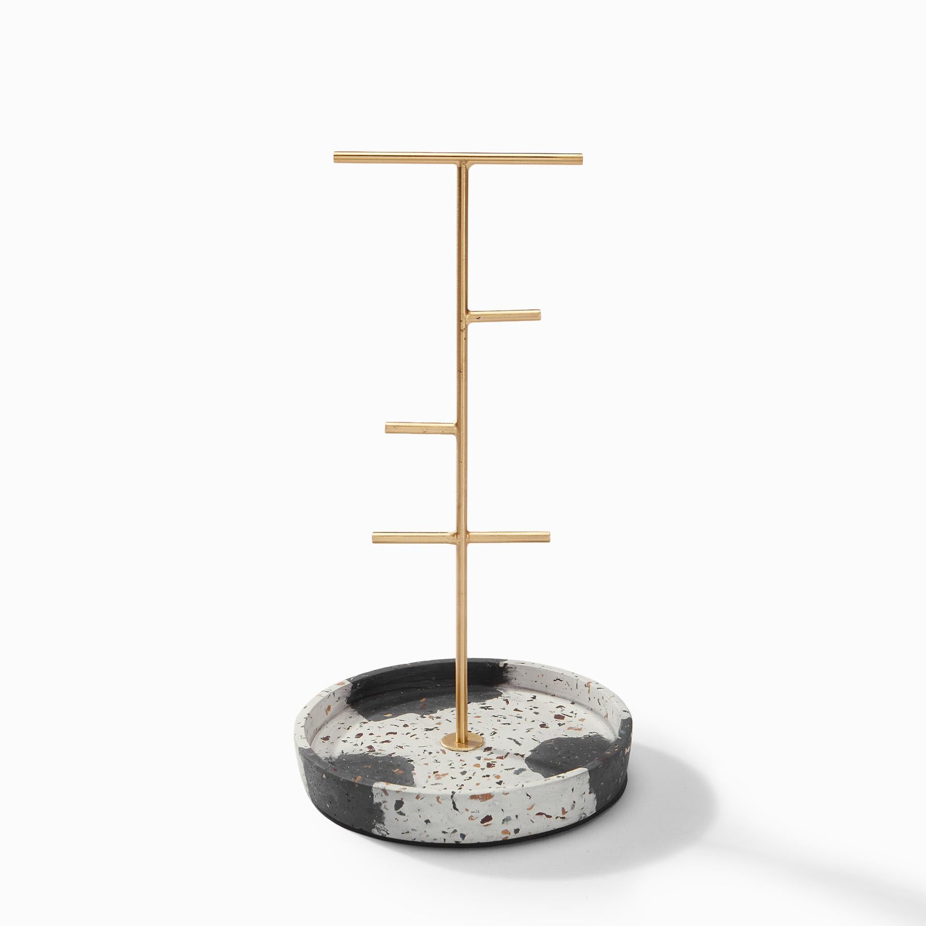 Charcoal & White Terrazzo Jewellery Stand
