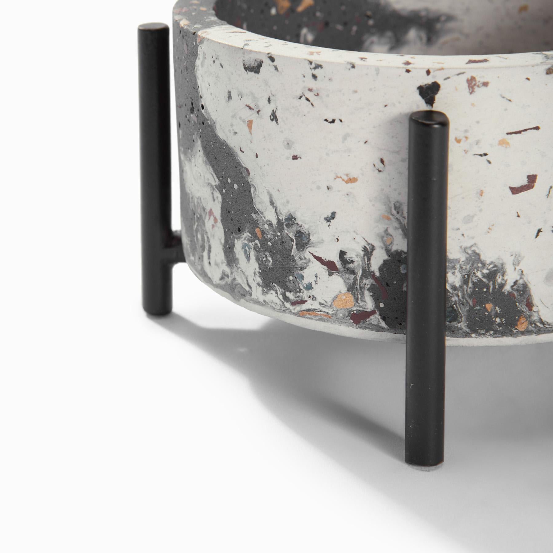 Charcoal & White Terrazzo Planter